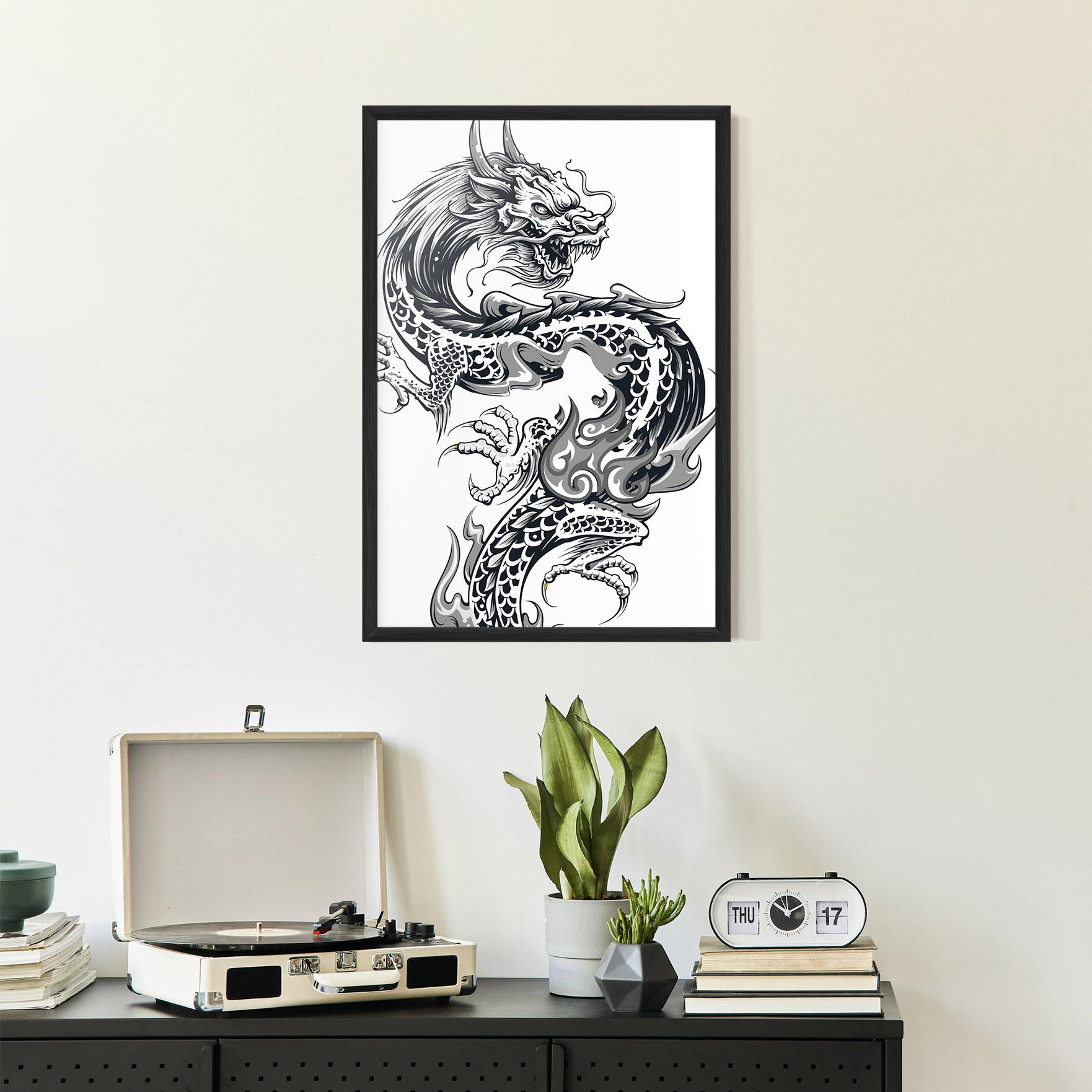 Plakat w Ramie Dragon Line mockup 2