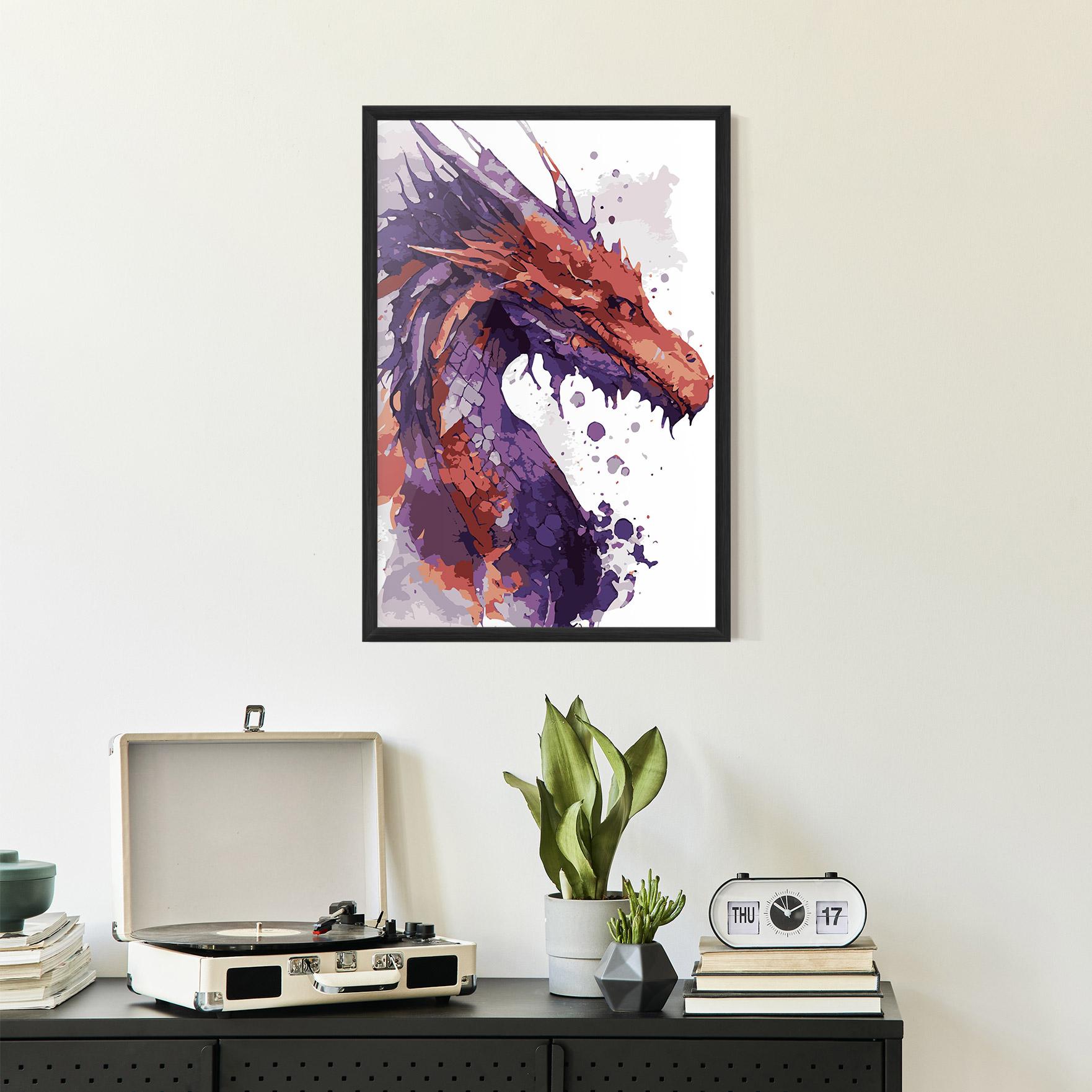 Plakat w Ramie Orange Purple Dragon mockup 2
