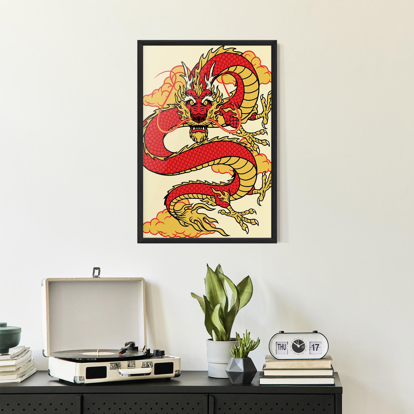 Plakat w Ramie Red Yellow Dragon mockup 2