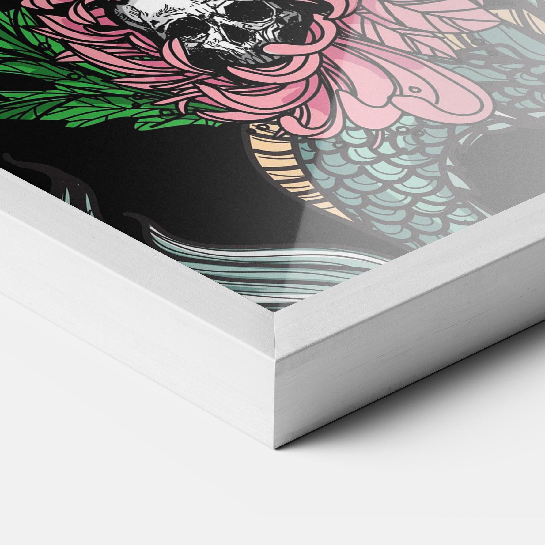 Plakat w Ramie Flower Skull Dragon mockup 3