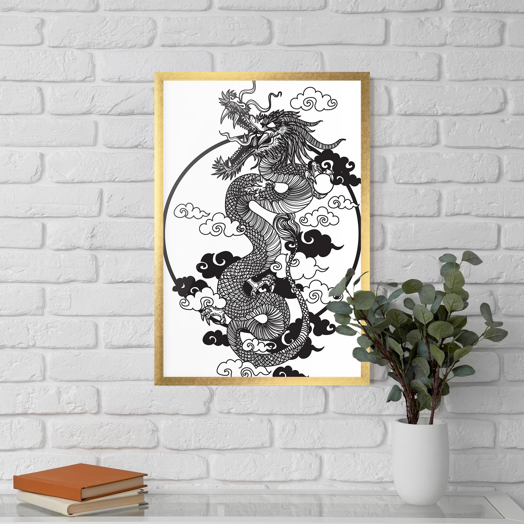 Plakat w Ramie Dragon Circle 01 mockup 5