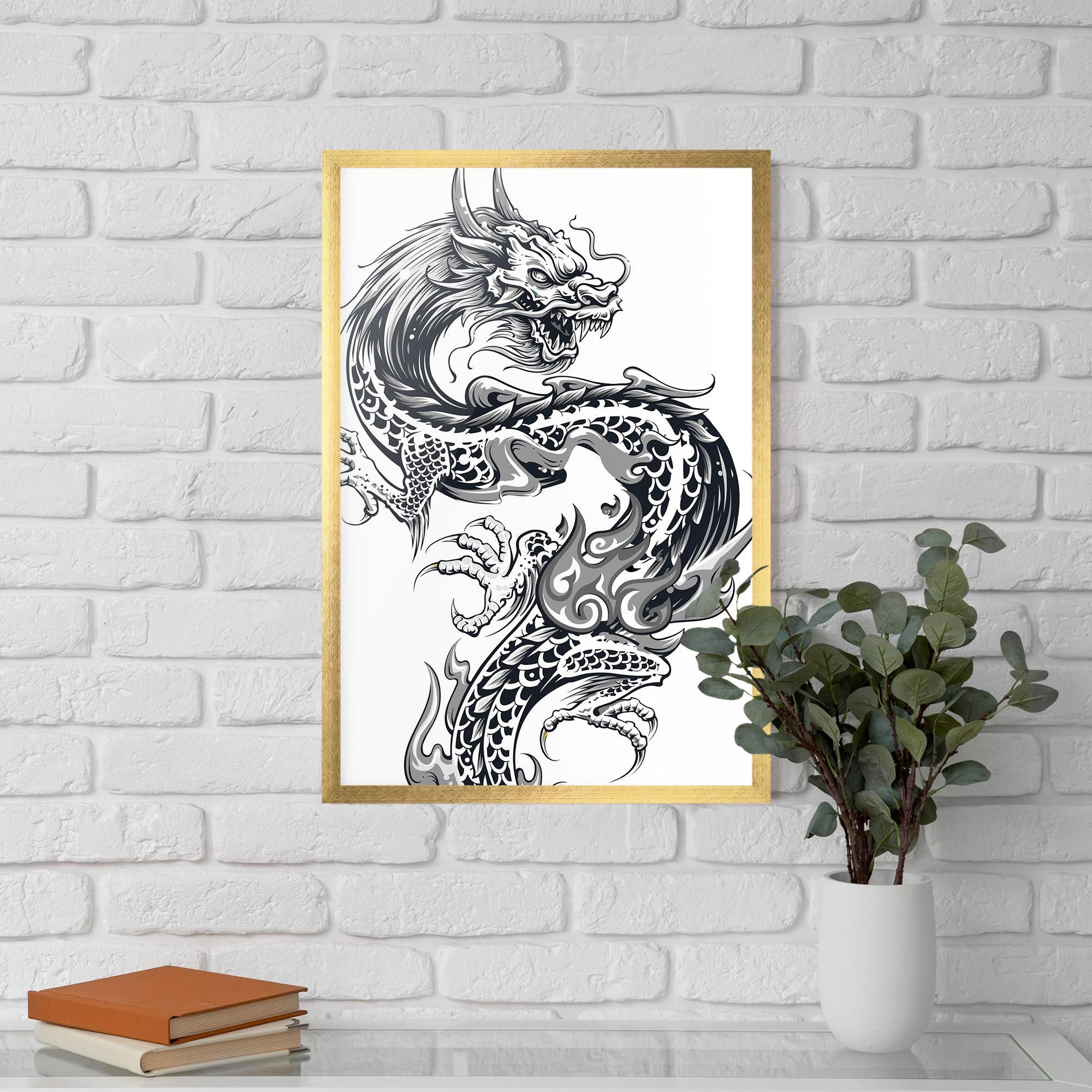Plakat w Ramie Dragon Line mockup 5