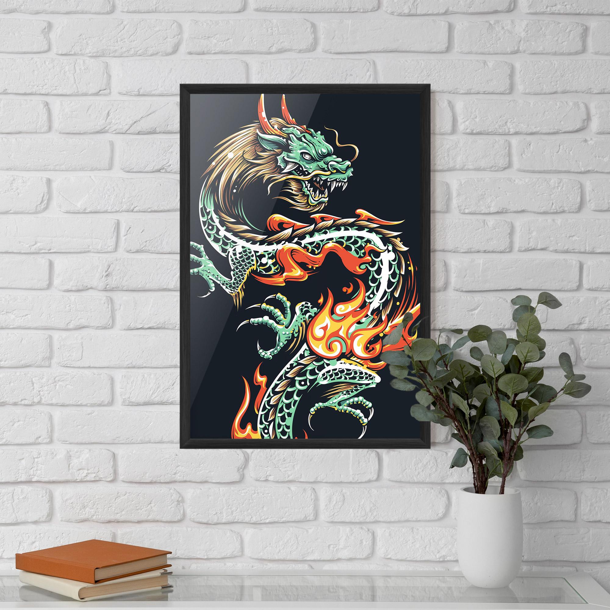 Plakat w Ramie Dragon Green mockup 5