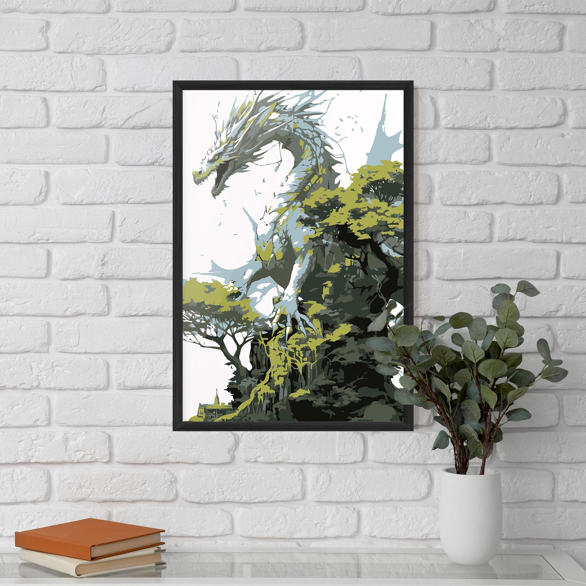 Plakat w Ramie Grey Nature Dragon mockup 5
