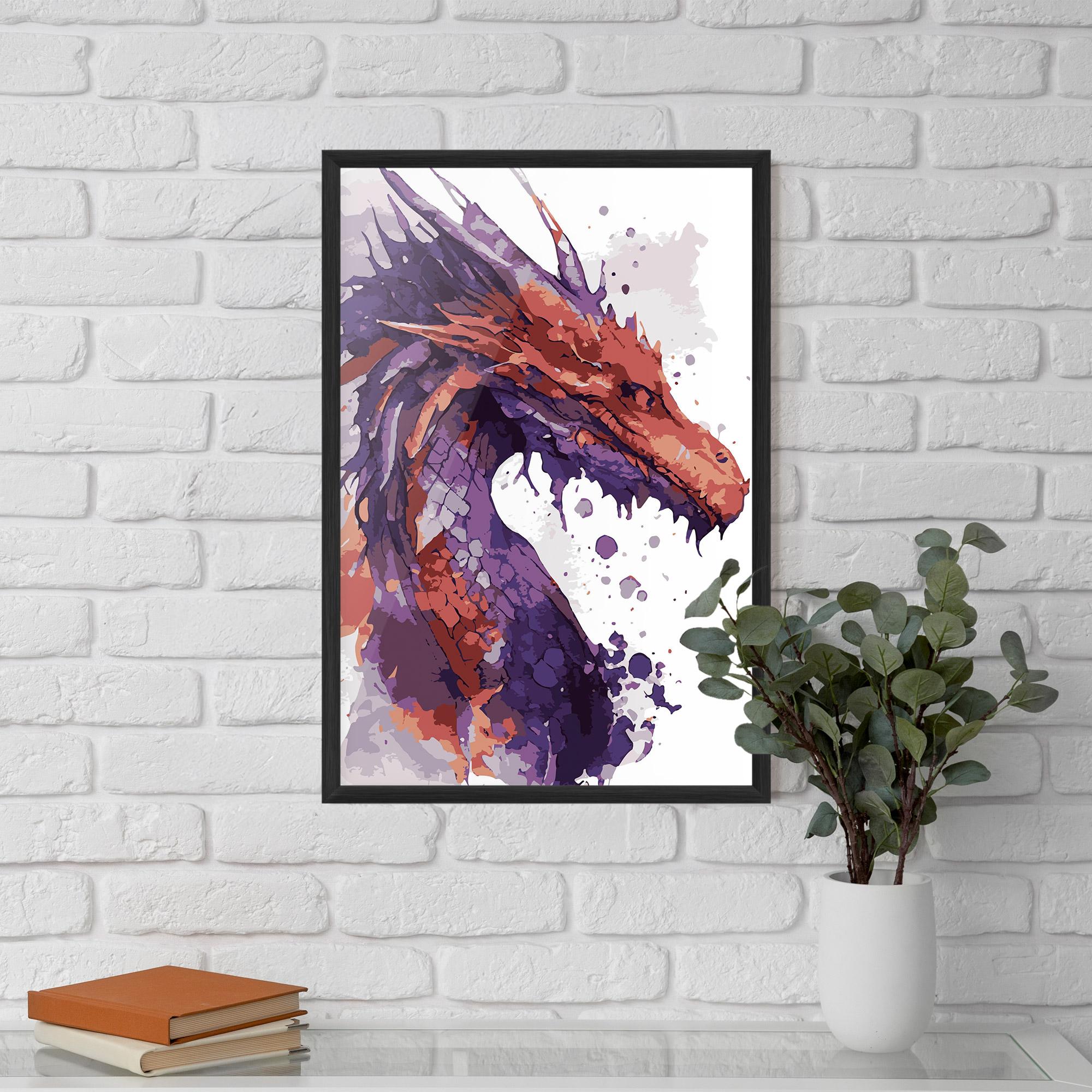 Plakat w Ramie Orange Purple Dragon mockup 5