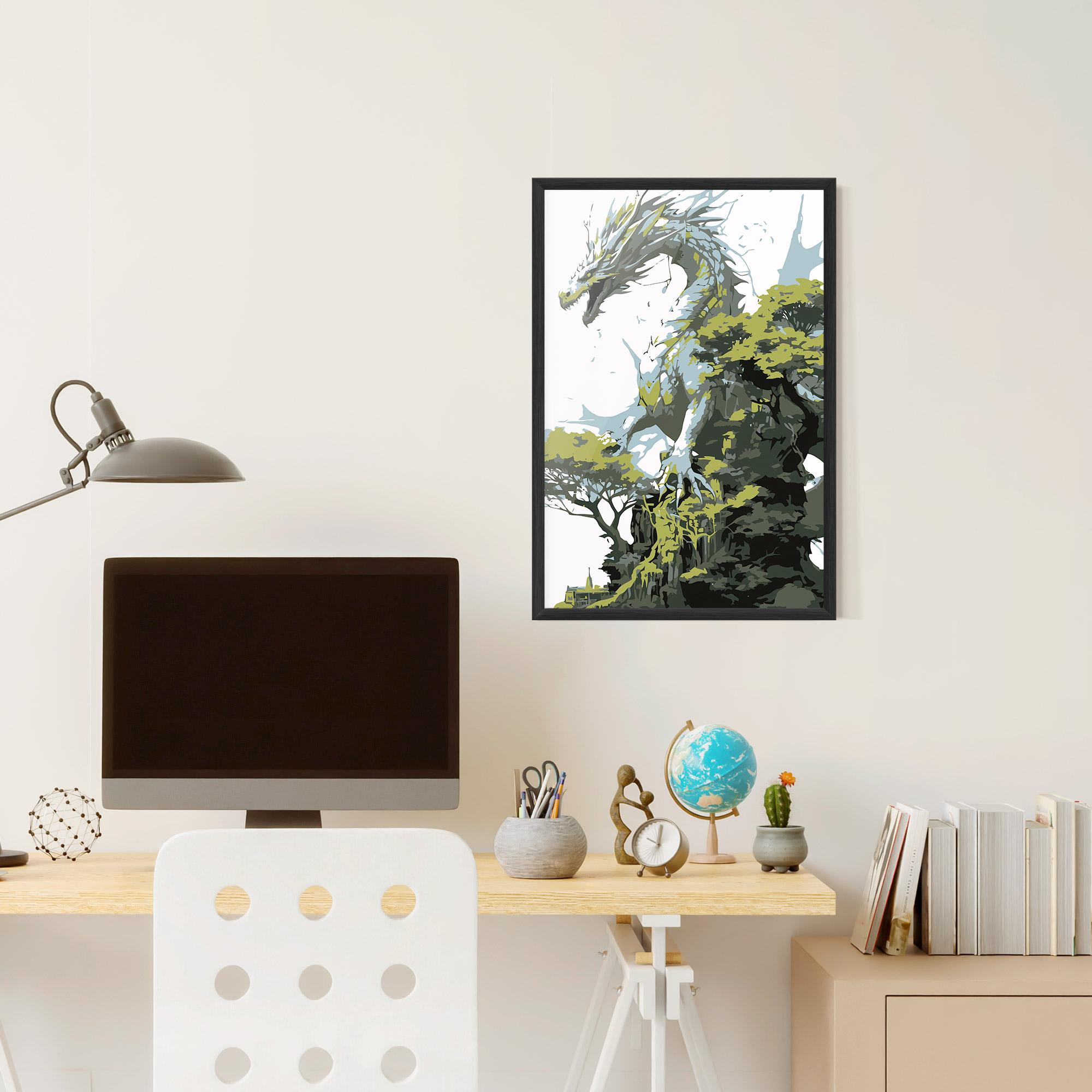 Plakat w Ramie Grey Nature Dragon mockup 6