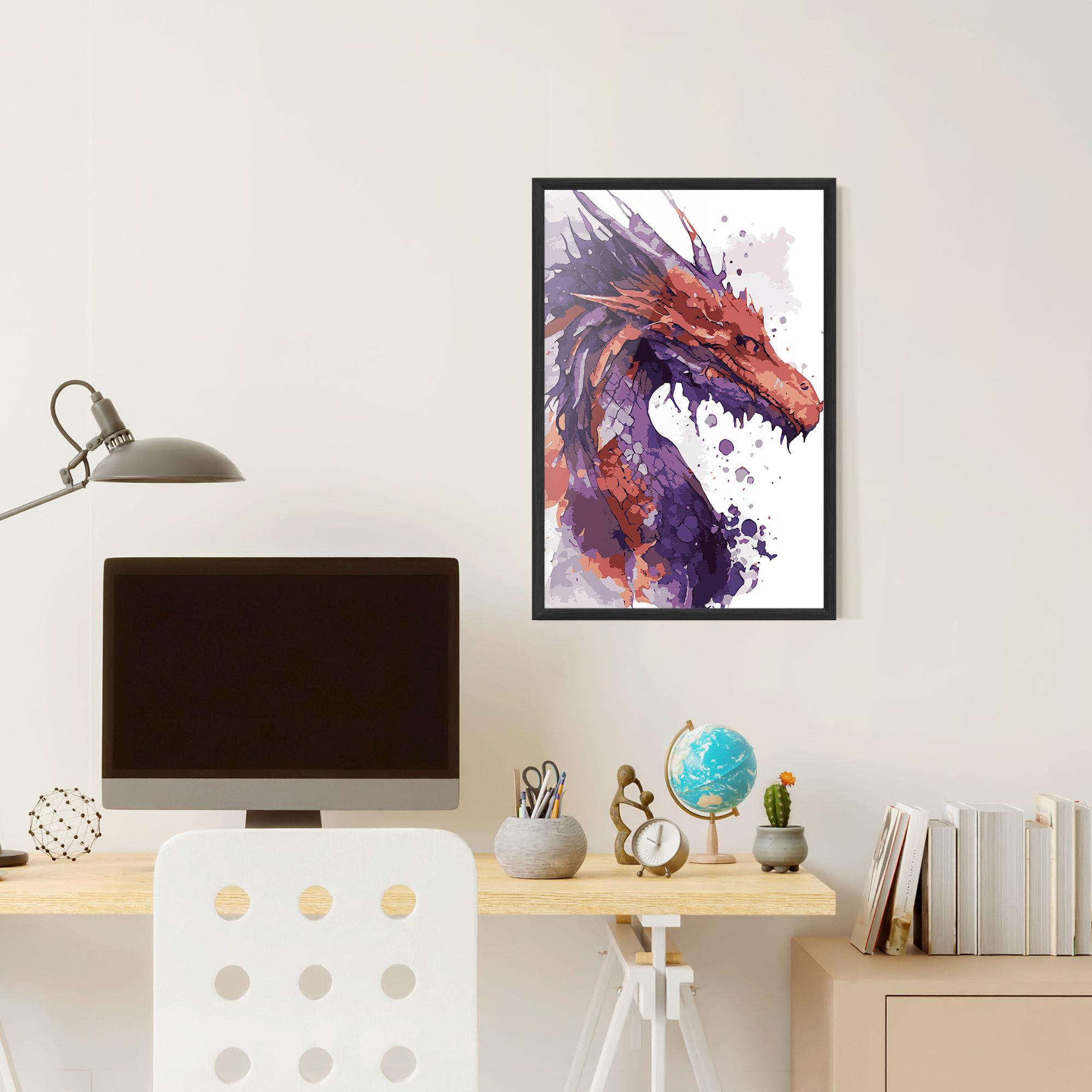 Plakat w Ramie Orange Purple Dragon mockup 6