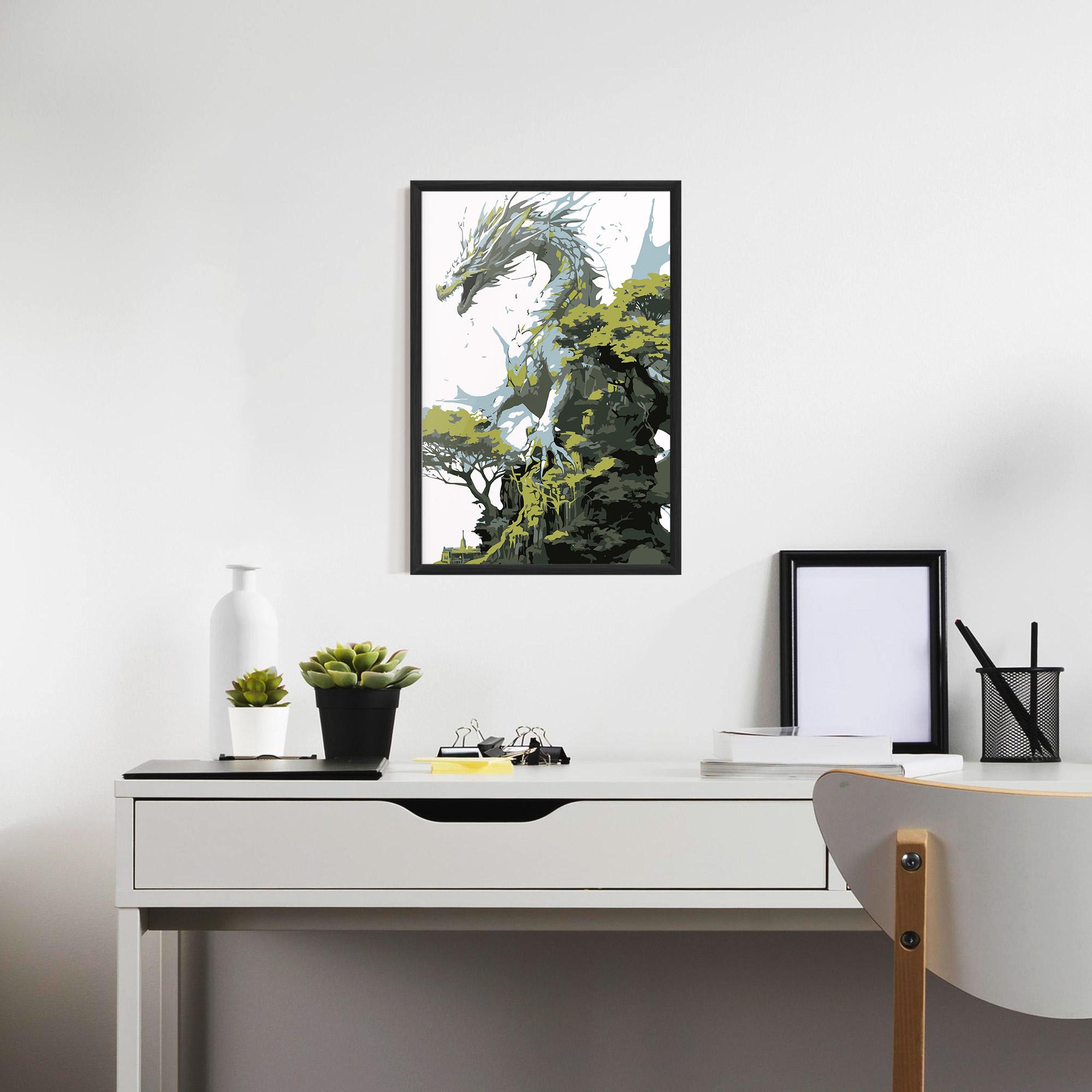 Plakat w Ramie Grey Nature Dragon mockup 7