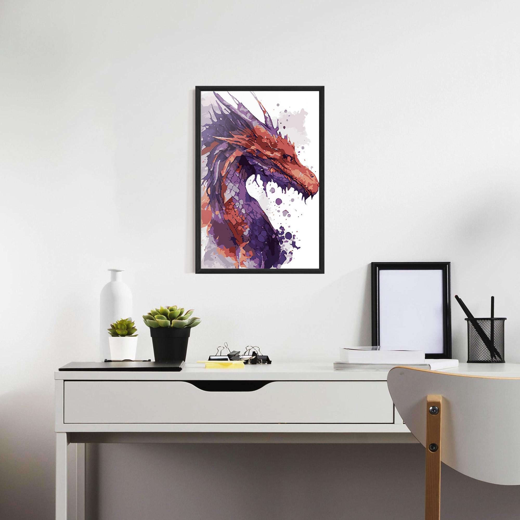Plakat w Ramie Orange Purple Dragon mockup 7