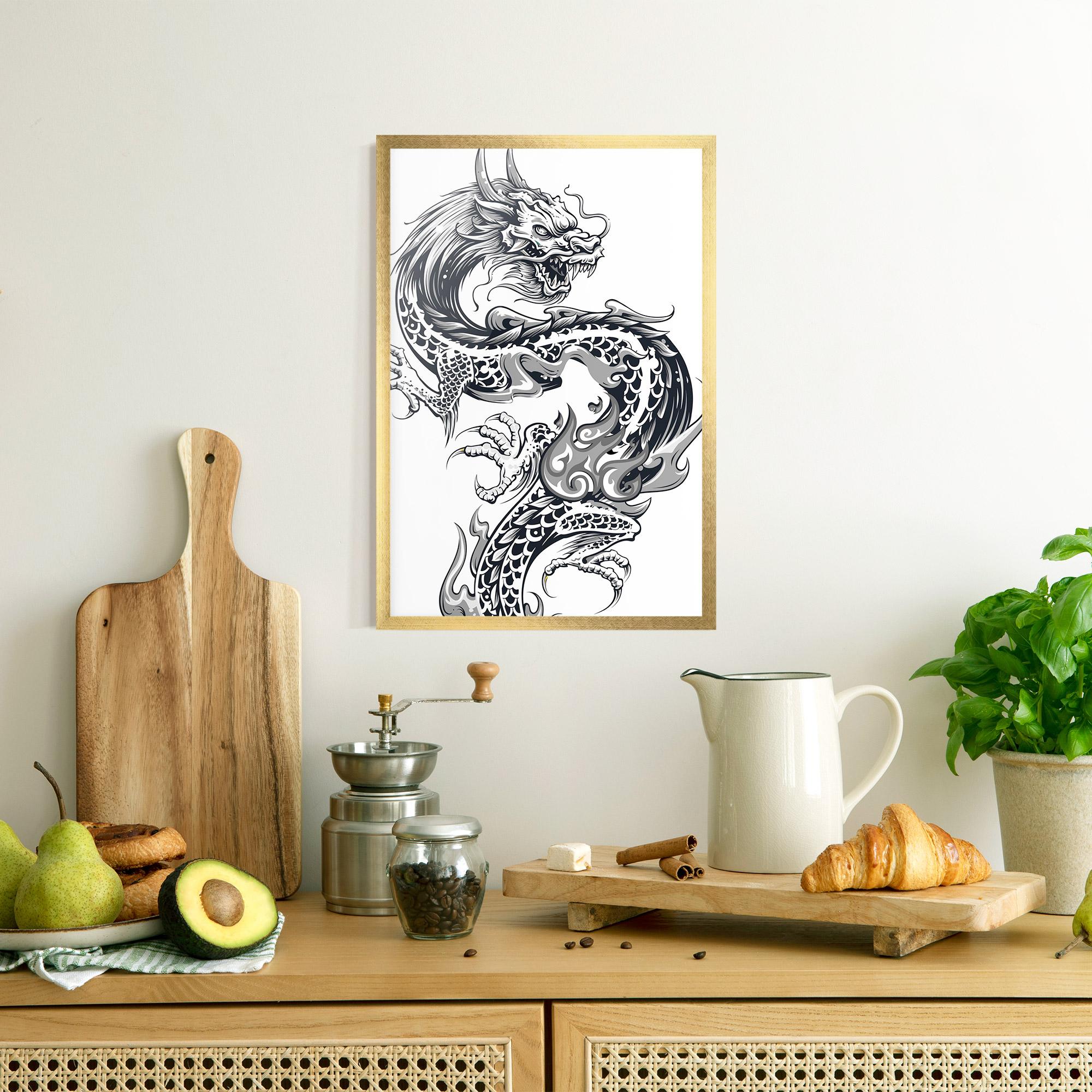 Plakat w Ramie Dragon Line mockup 8