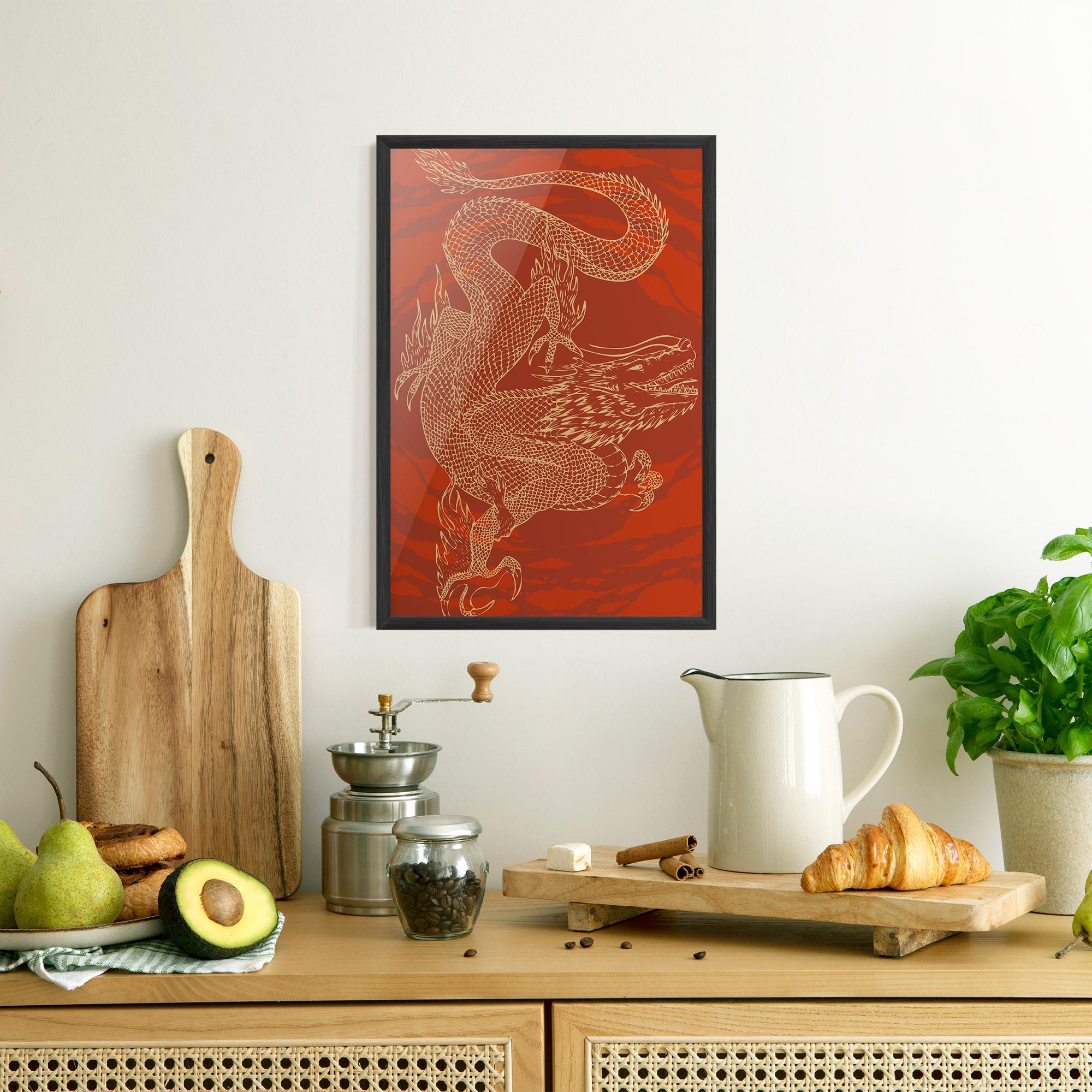 Plakat w Ramie Chinese Dragon Red mockup 8