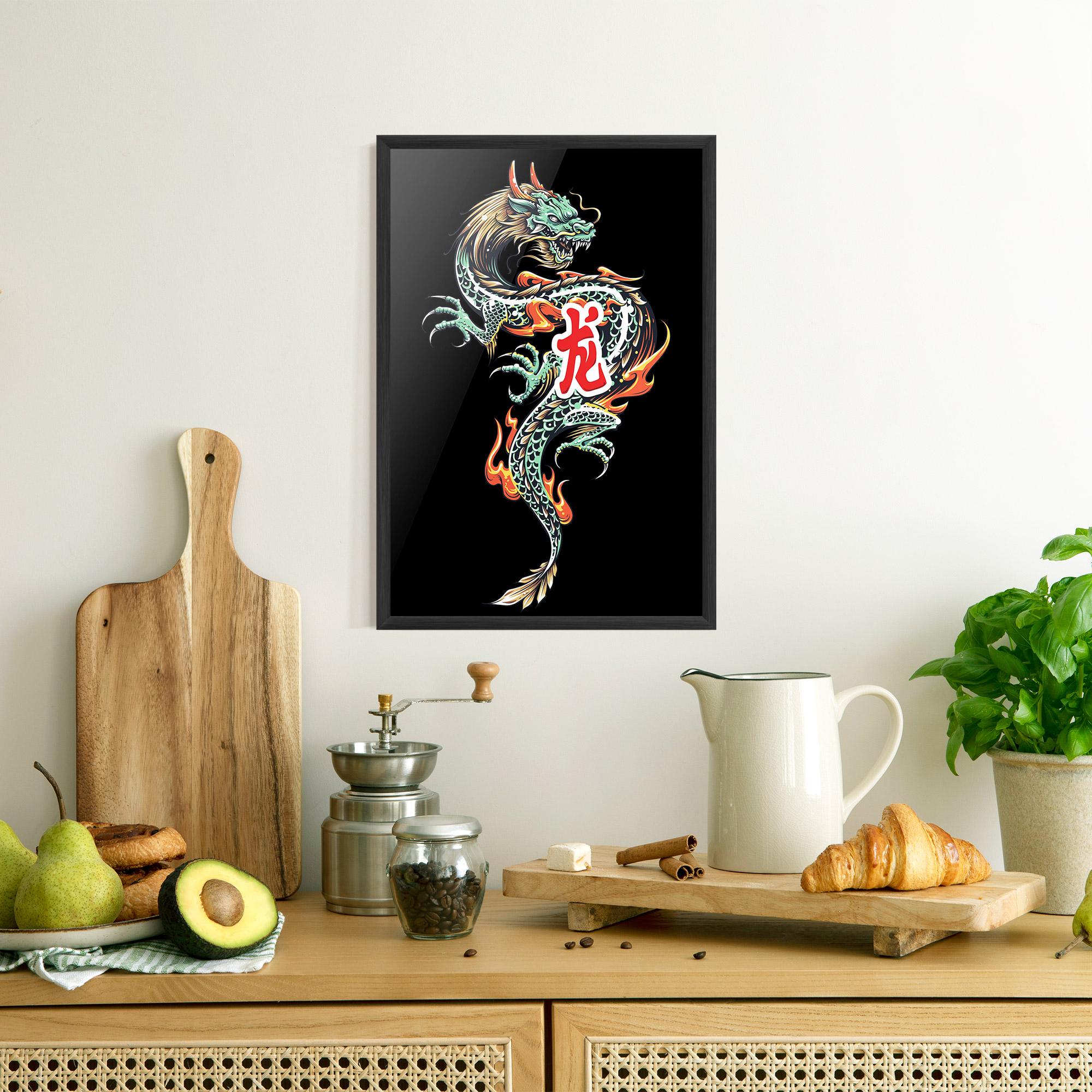 Plakat w Ramie Green Fire Dragon mockup 8