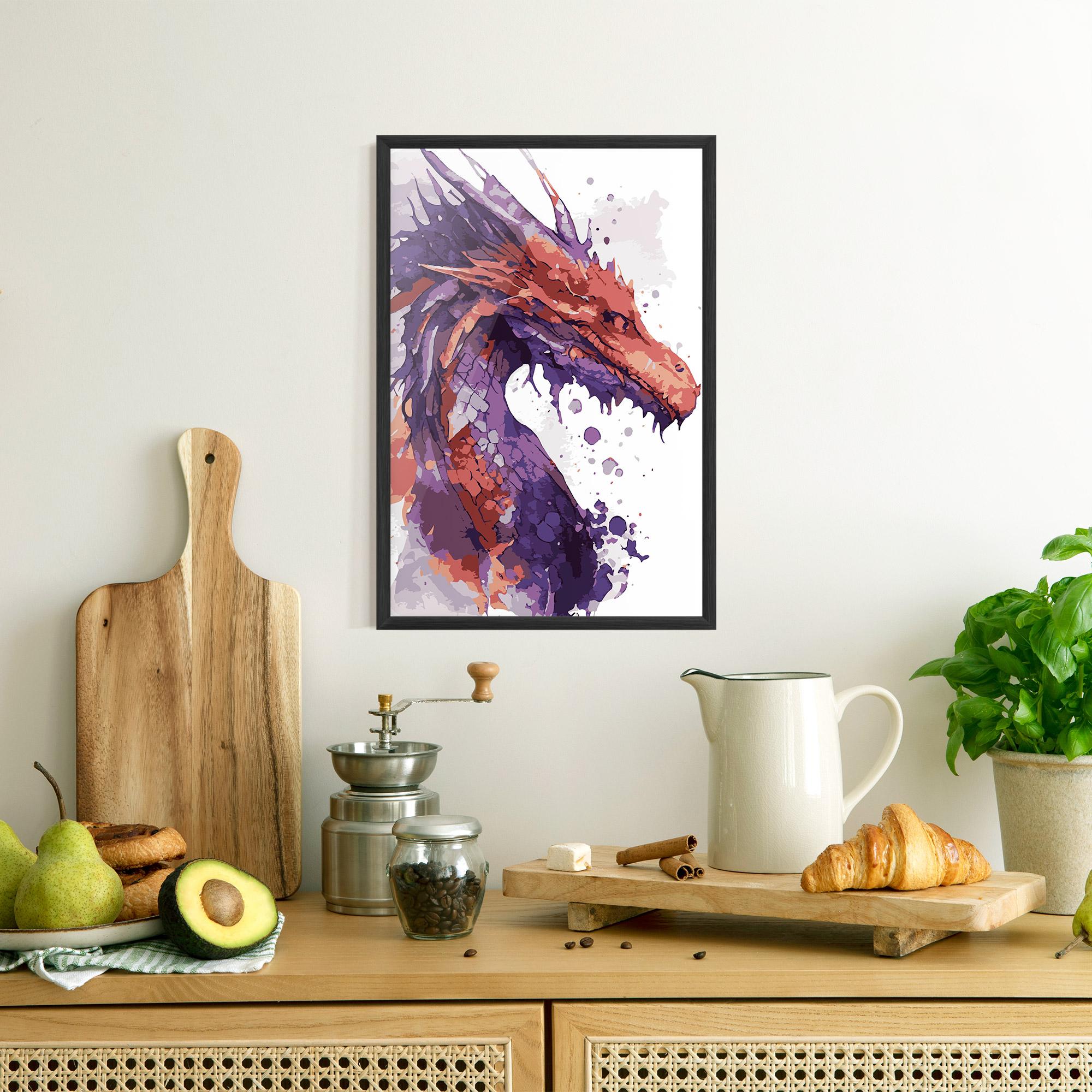 Plakat w Ramie Orange Purple Dragon mockup 8