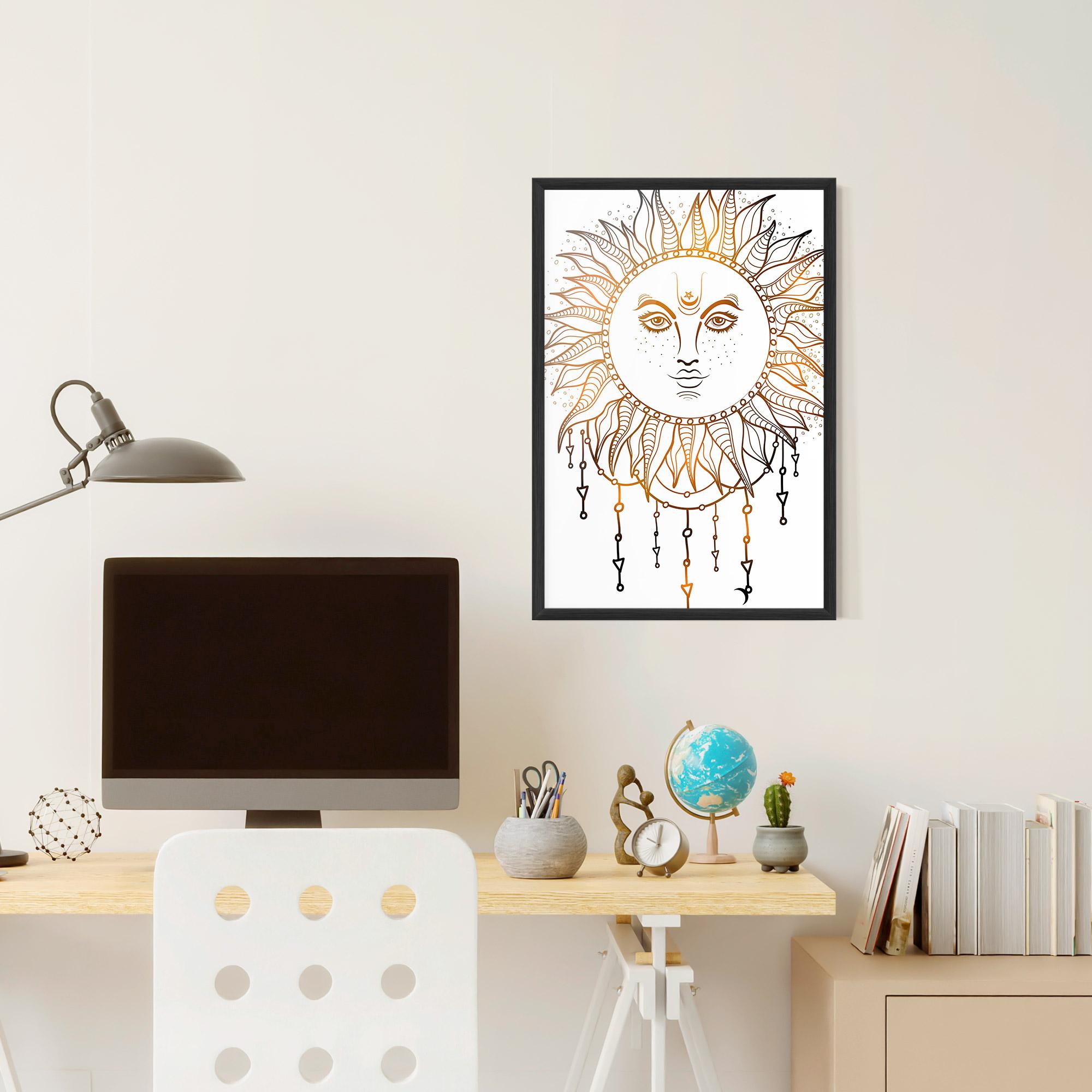 Plakat w Ramie Gold Sun Face mockup 6