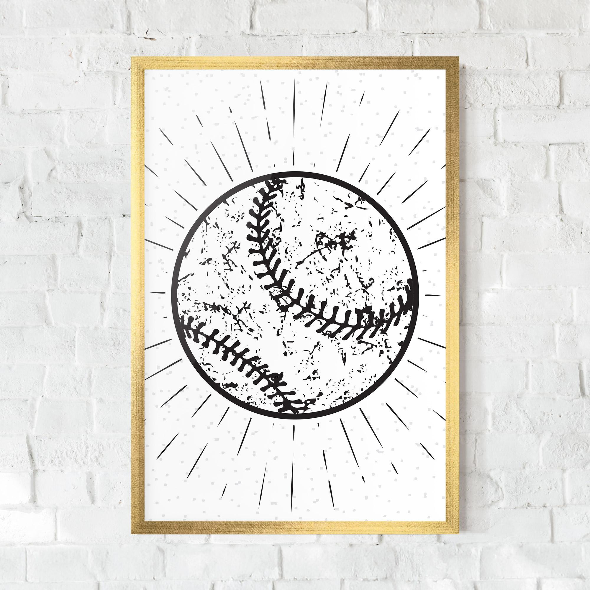 Plakat w Ramie Baseball Ball Line mockup 0