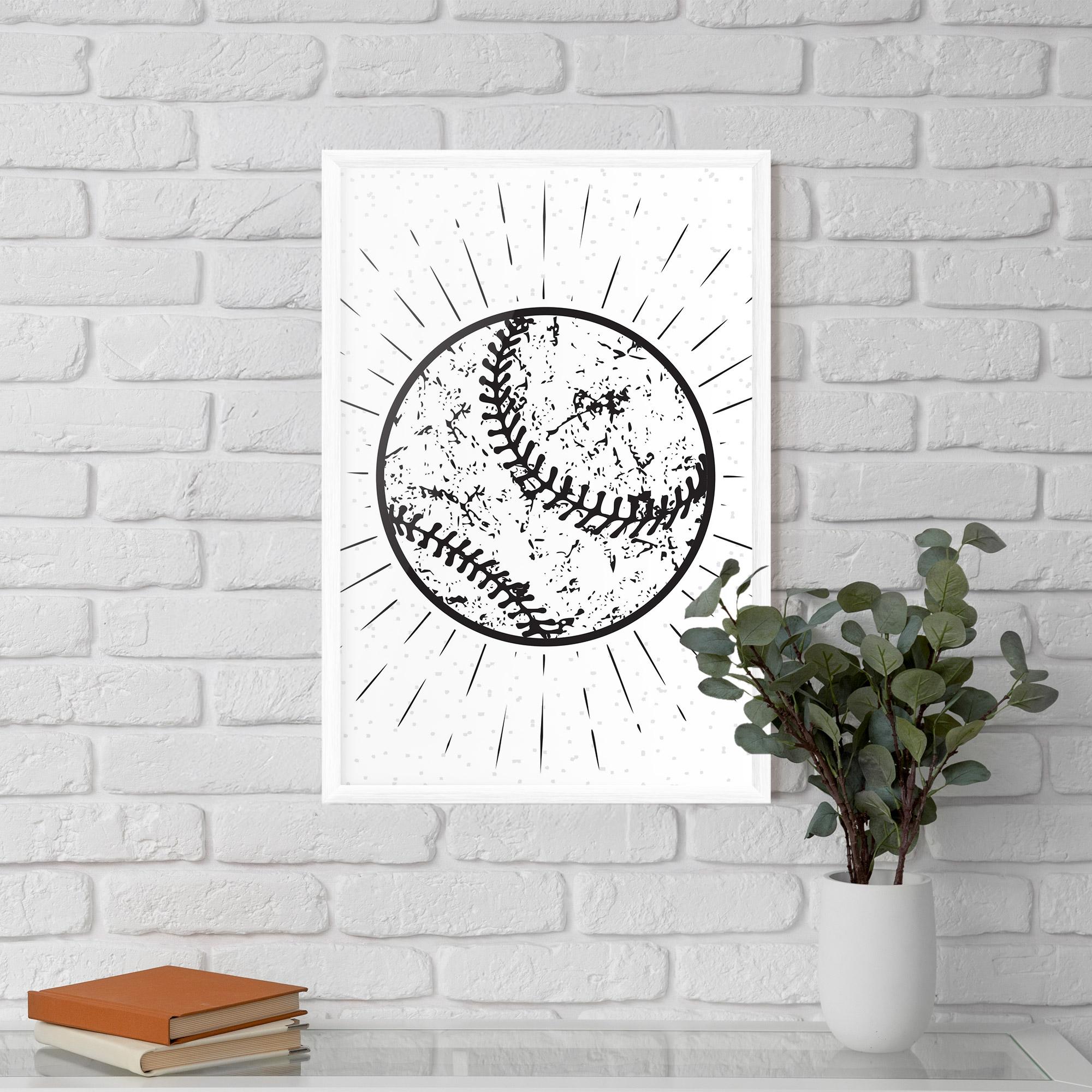Plakat w Ramie Baseball Ball Line mockup 5