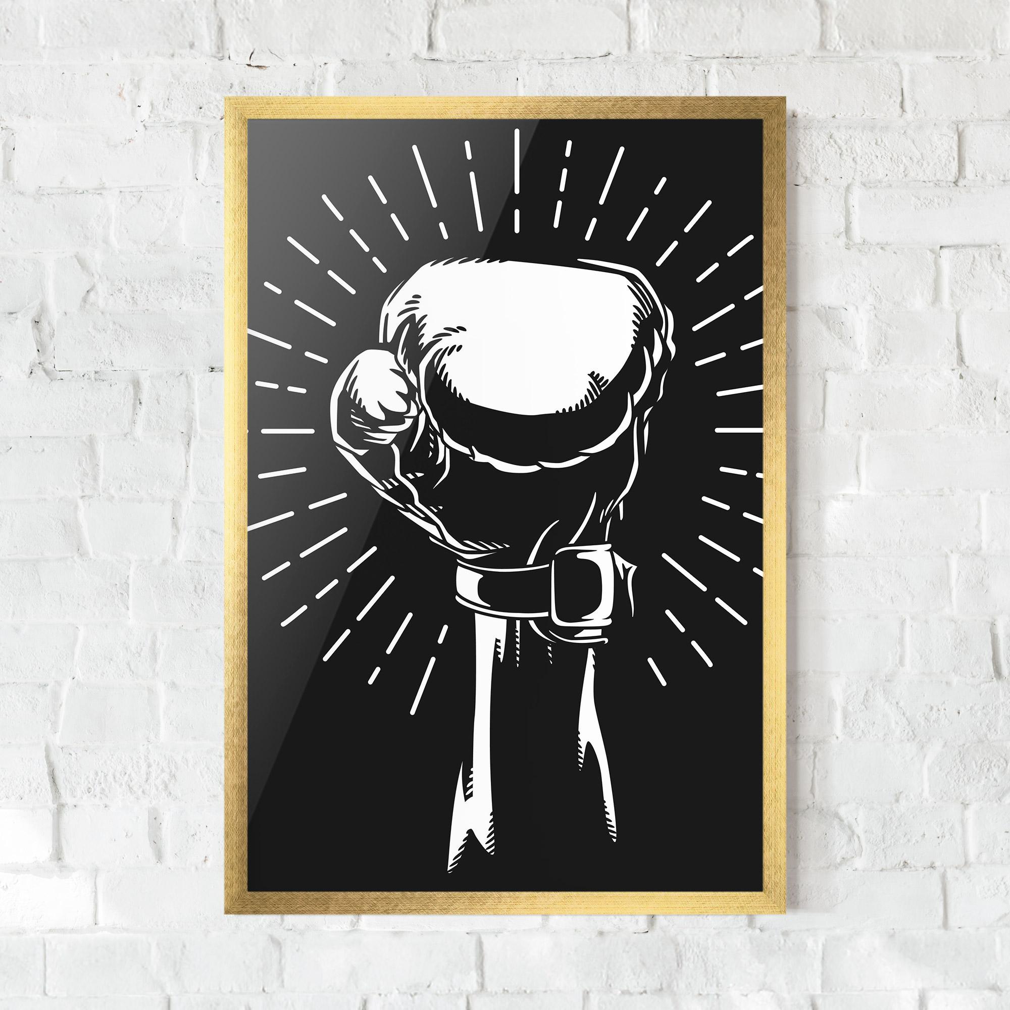 Plakat w Ramie Grey Hand Boxing mockup 0