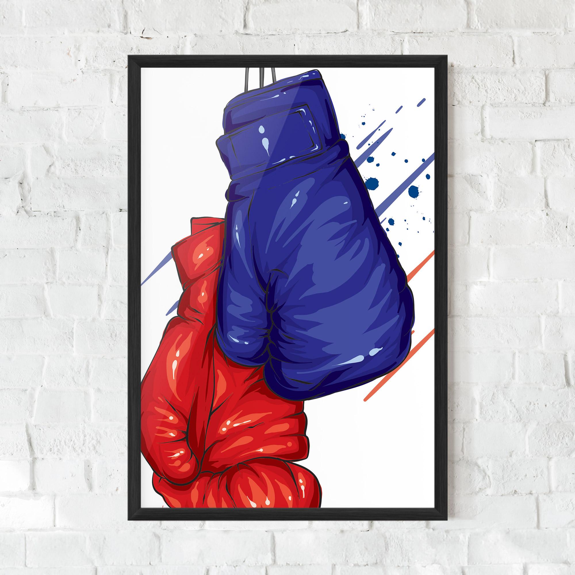 Plakat w Ramie Blue Red Gloves mockup 0