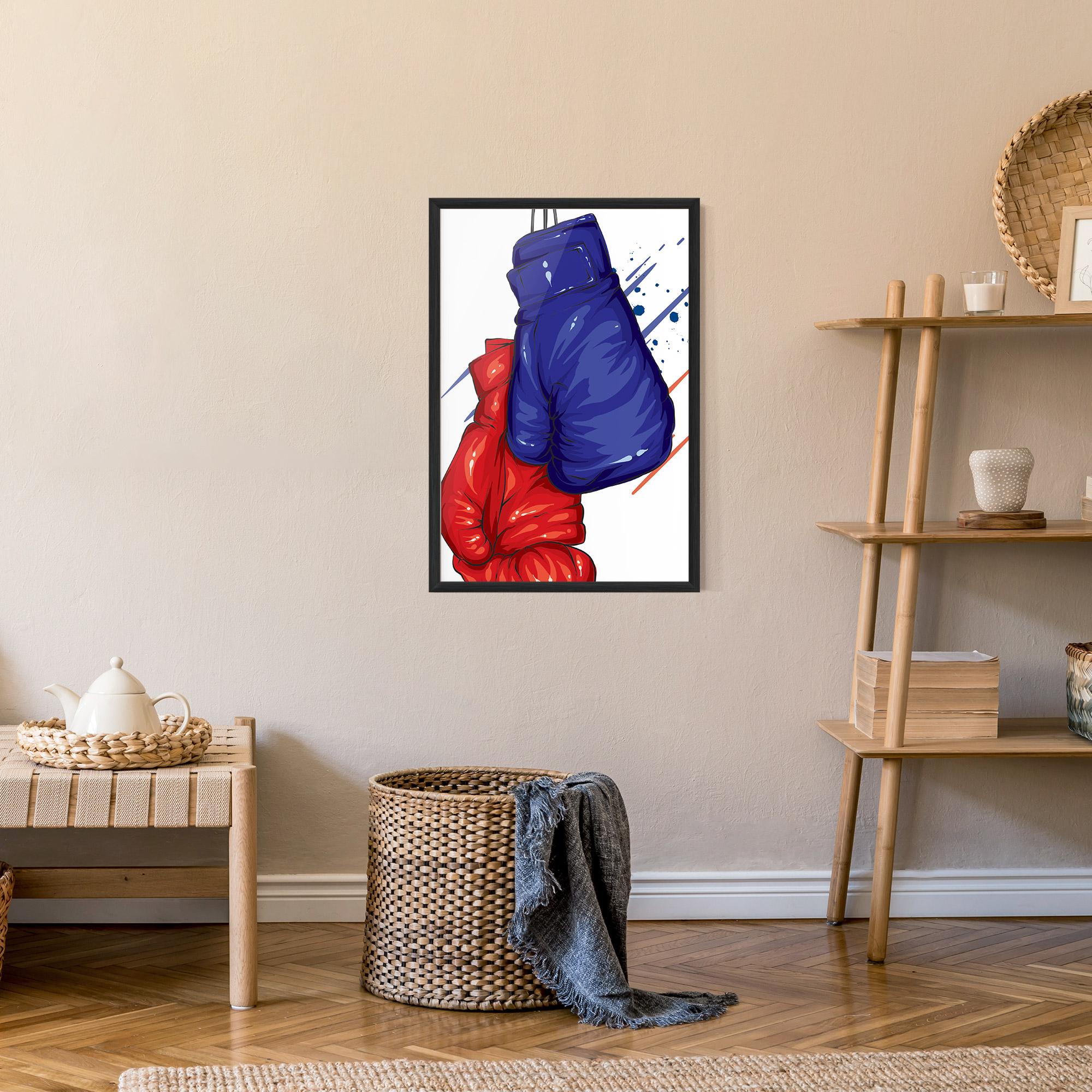 Plakat w Ramie Blue Red Gloves mockup 9
