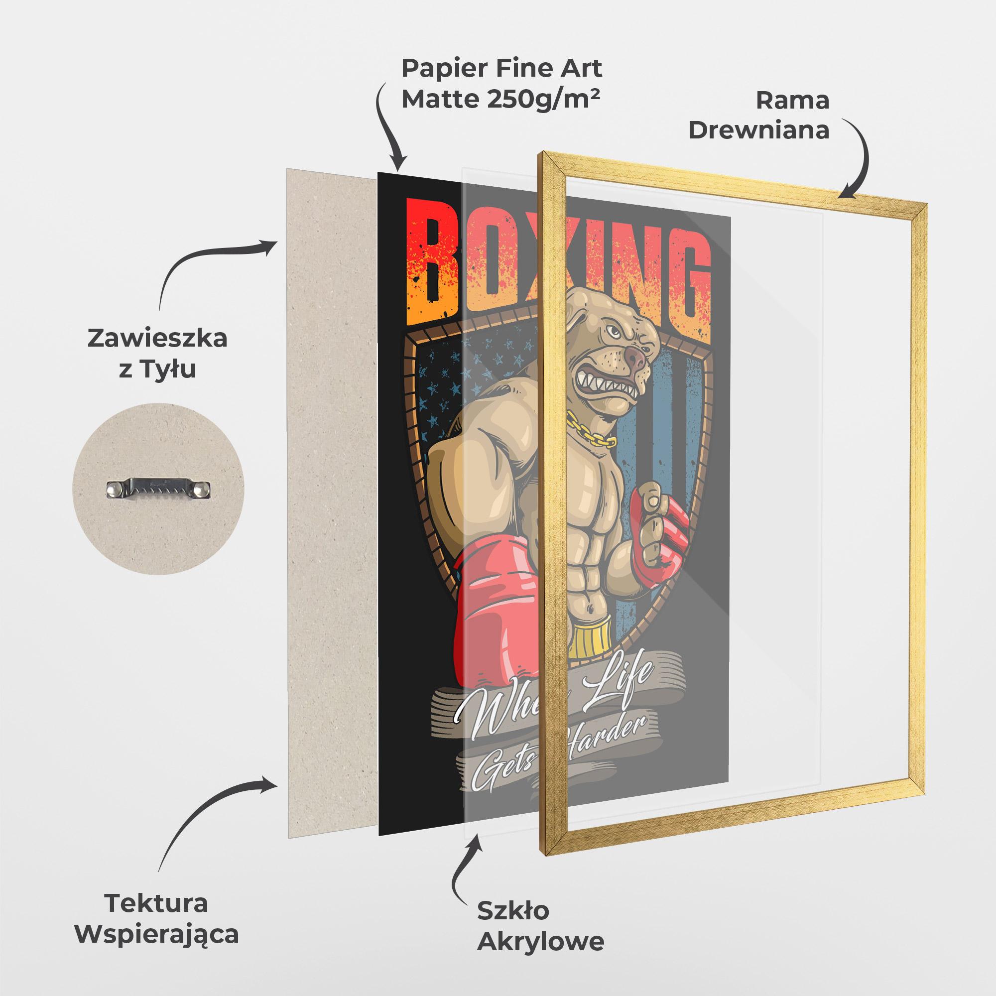 Plakat w Ramie Pitbull Boxer mockup 1