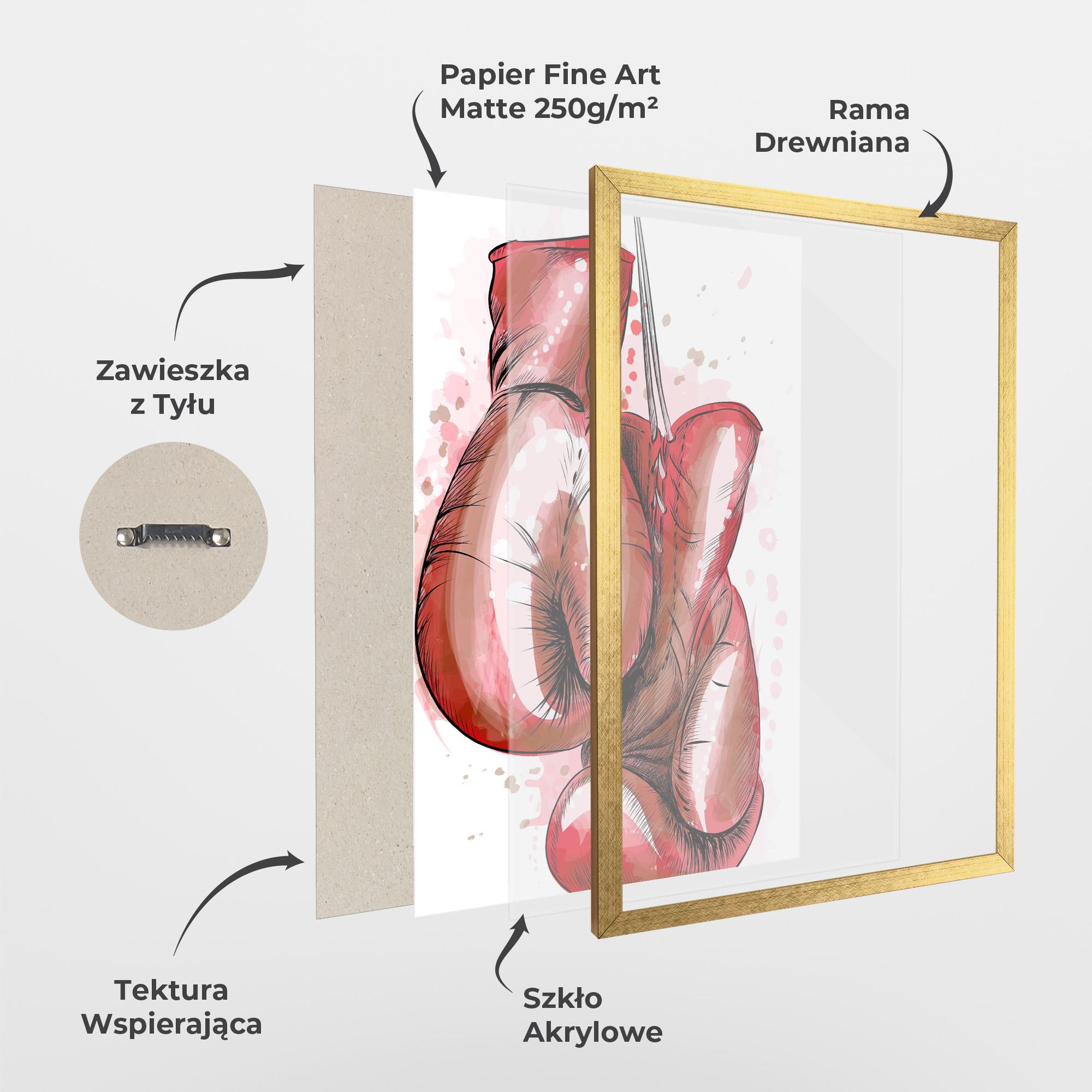 Plakat w Ramie Red Painted Gloves mockup 1