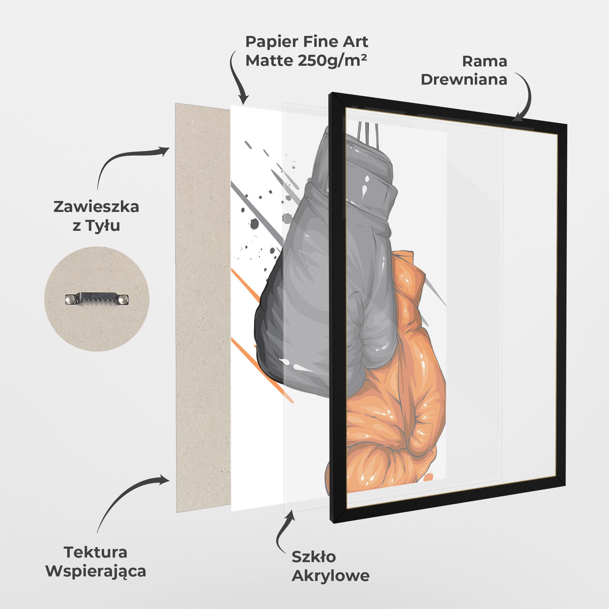 Plakat w Ramie Grey Orange Glove mockup 1