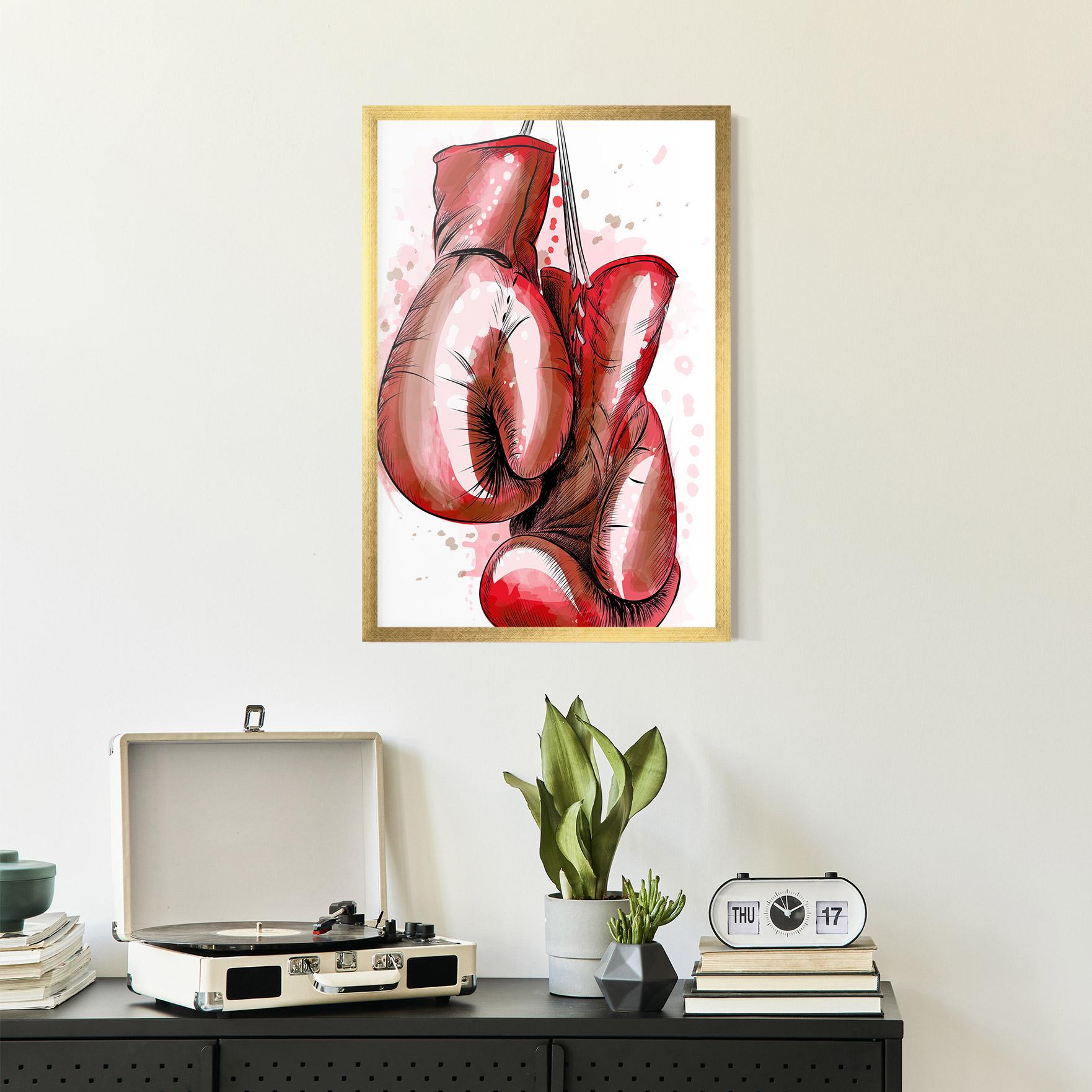Plakat w Ramie Red Painted Gloves mockup 2