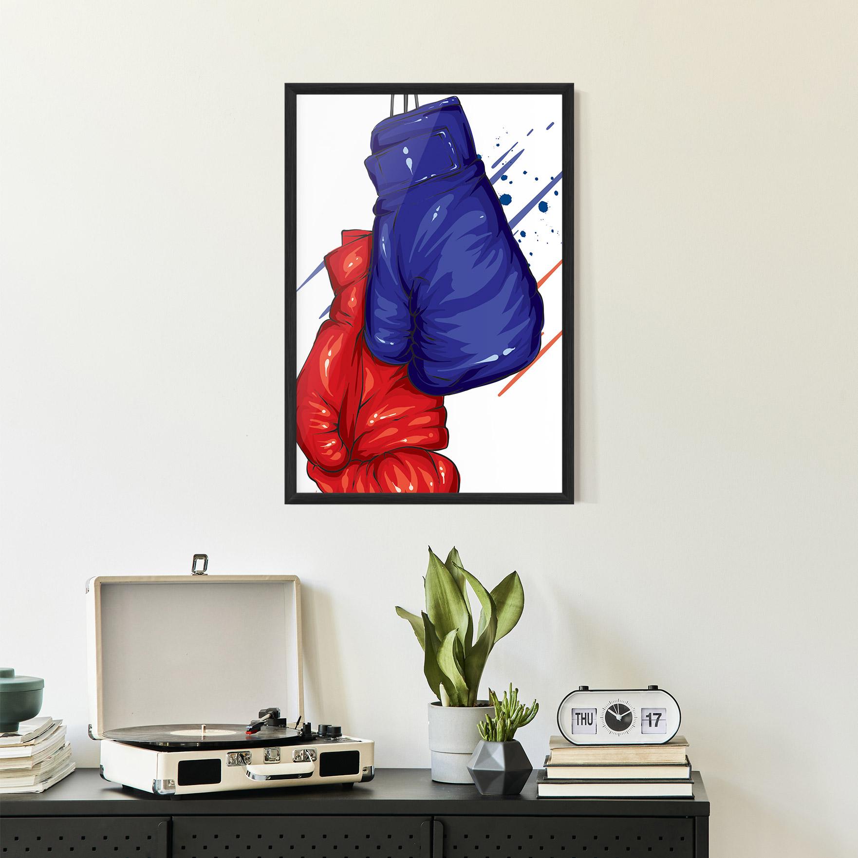 Plakat w Ramie Blue Red Gloves mockup 2
