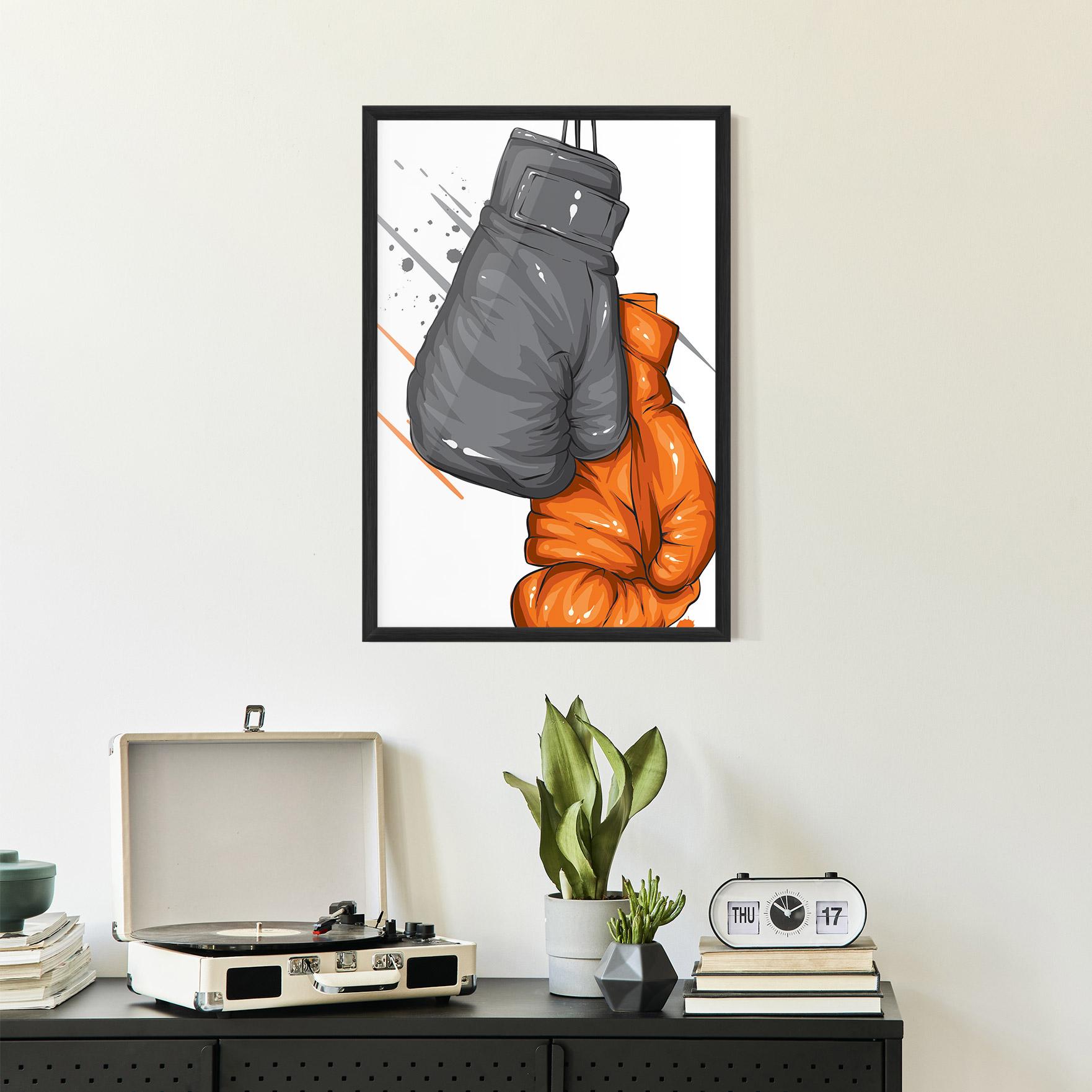 Plakat w Ramie Grey Orange Glove mockup 2