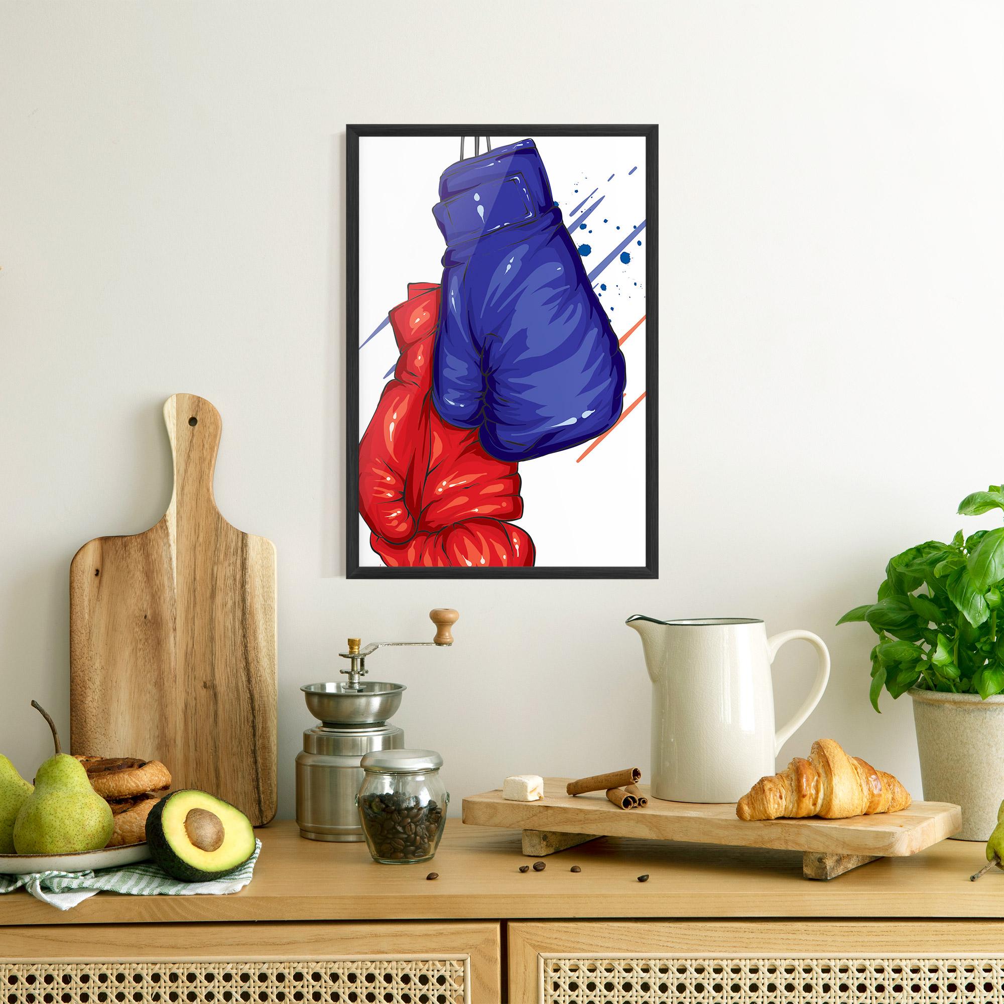 Plakat w Ramie Blue Red Gloves mockup 8