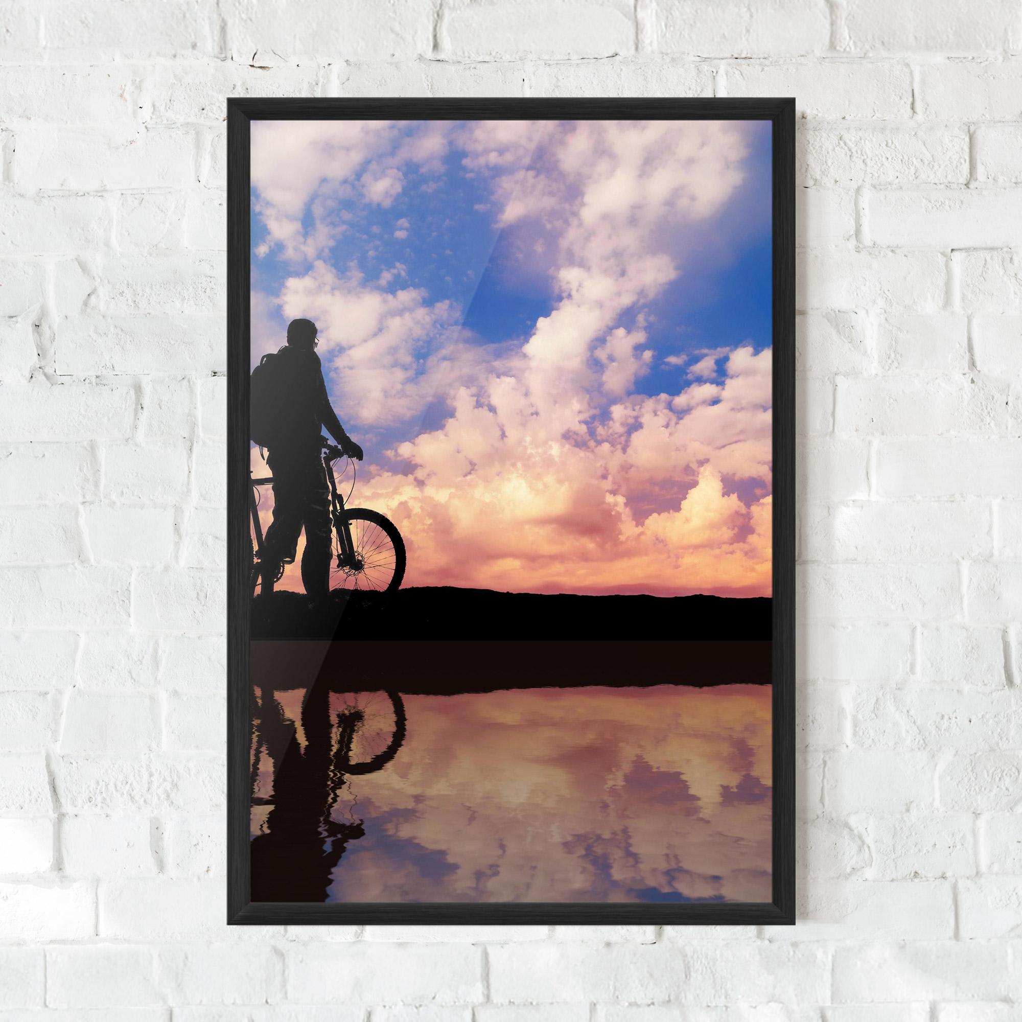 Plakat w Ramie Bike Sunset mockup 0