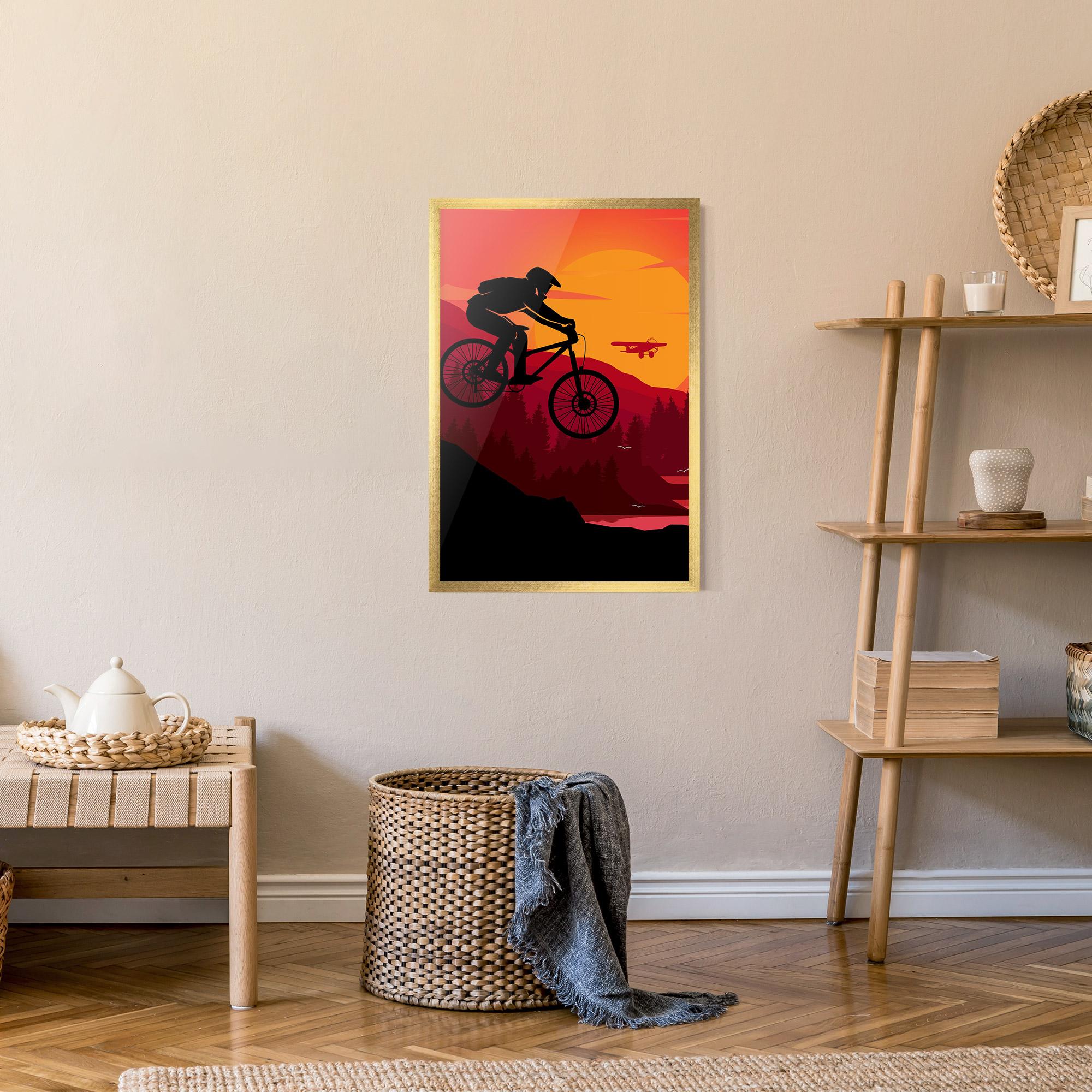 Plakat w Ramie Mountain Bike Sunset mockup 9