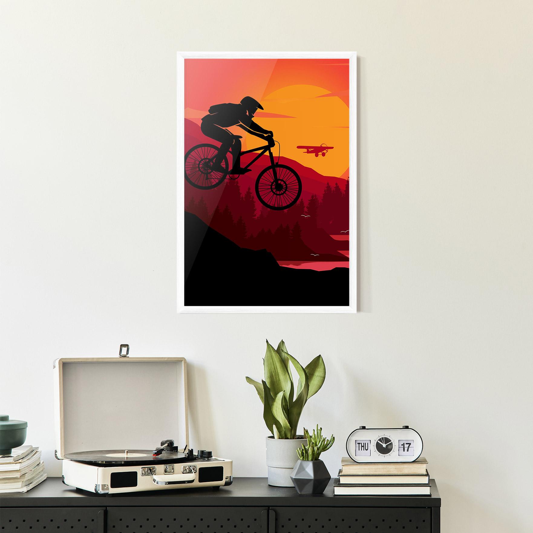 Plakat w Ramie Mountain Bike Sunset mockup 2