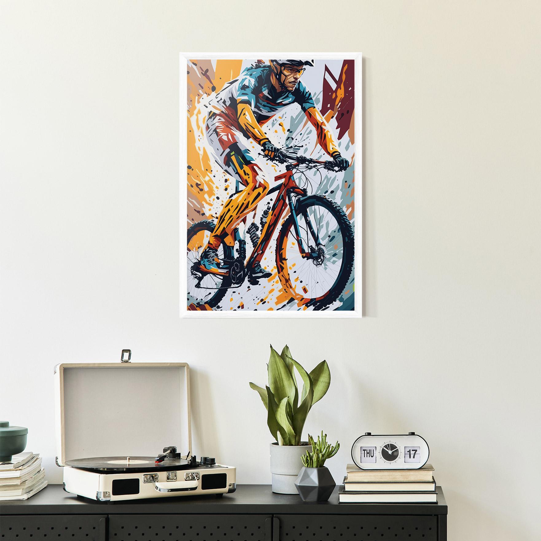Plakat w Ramie Orange Bike Art mockup 2