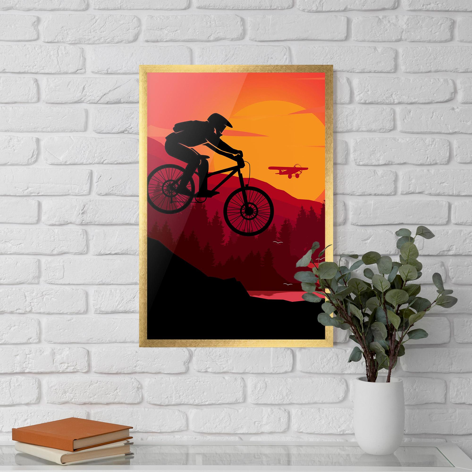 Plakat w Ramie Mountain Bike Sunset mockup 5