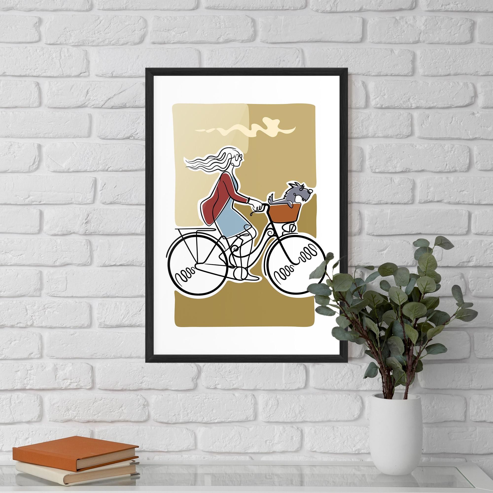 Plakat w Ramie Dog On Bike mockup 5