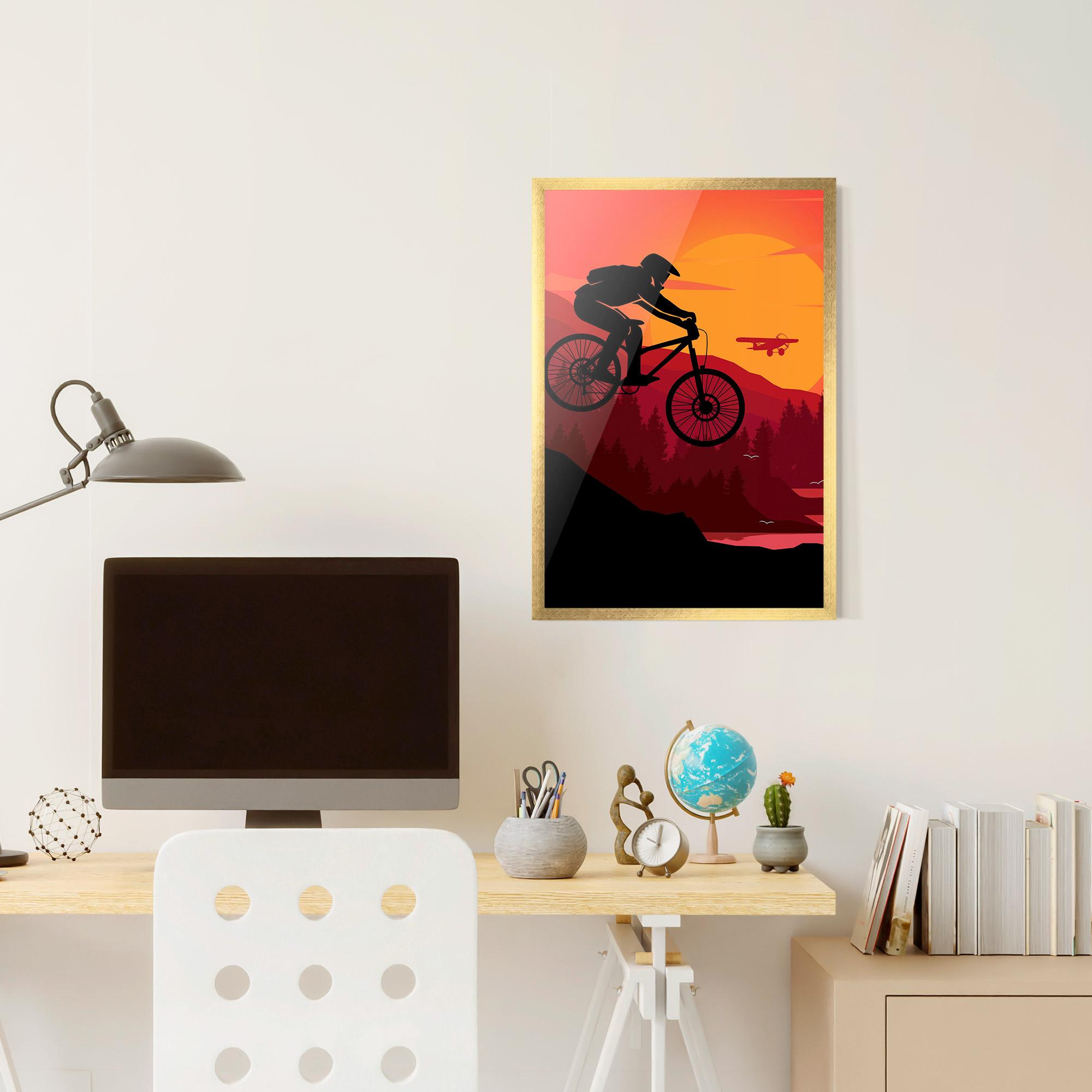 Plakat w Ramie Mountain Bike Sunset mockup 6