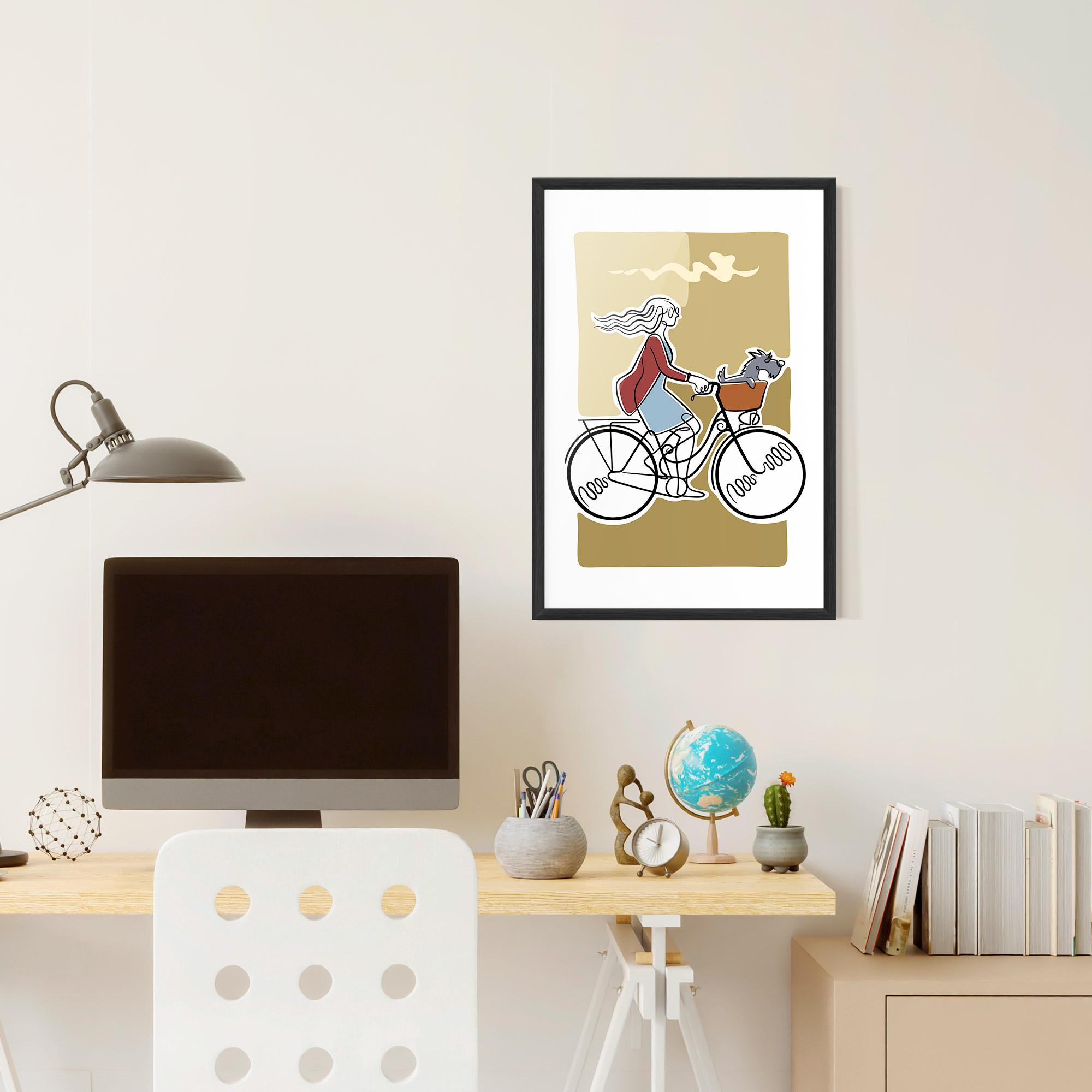 Plakat w Ramie Dog On Bike mockup 6
