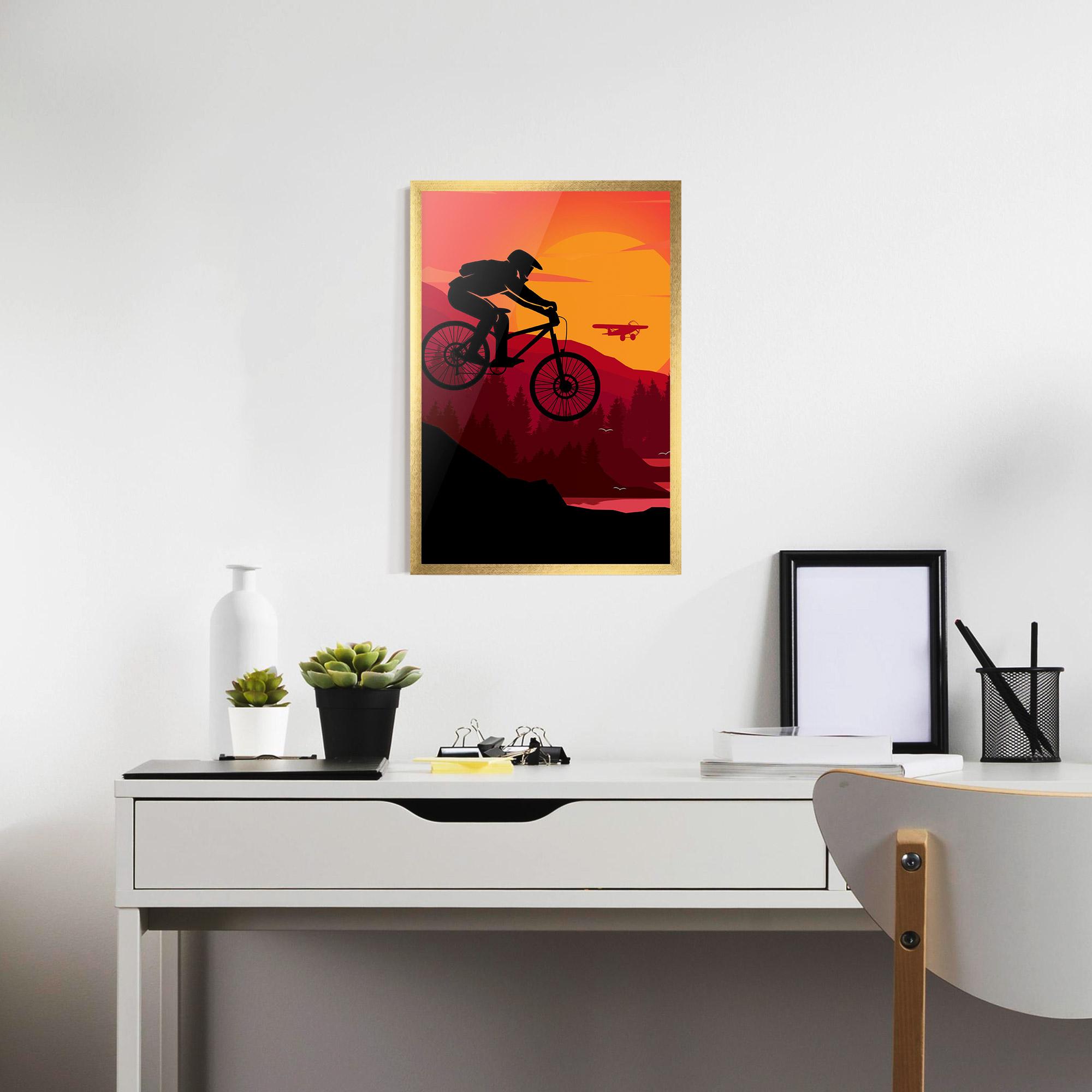 Plakat w Ramie Mountain Bike Sunset mockup 7
