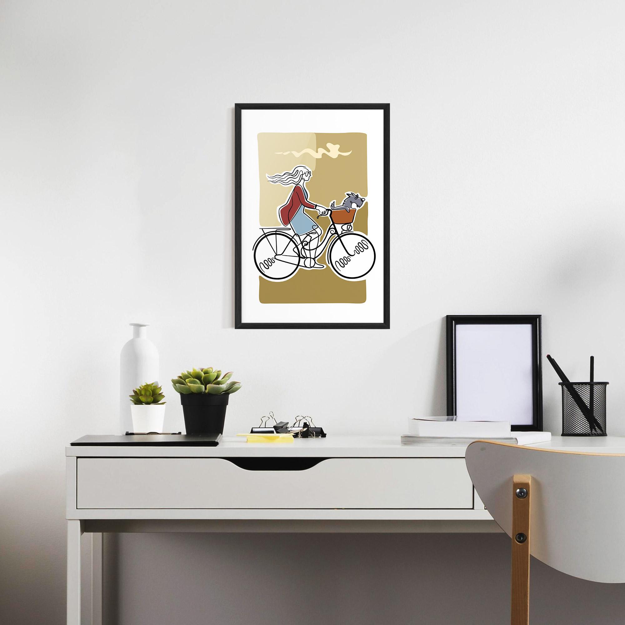 Plakat w Ramie Dog On Bike mockup 7