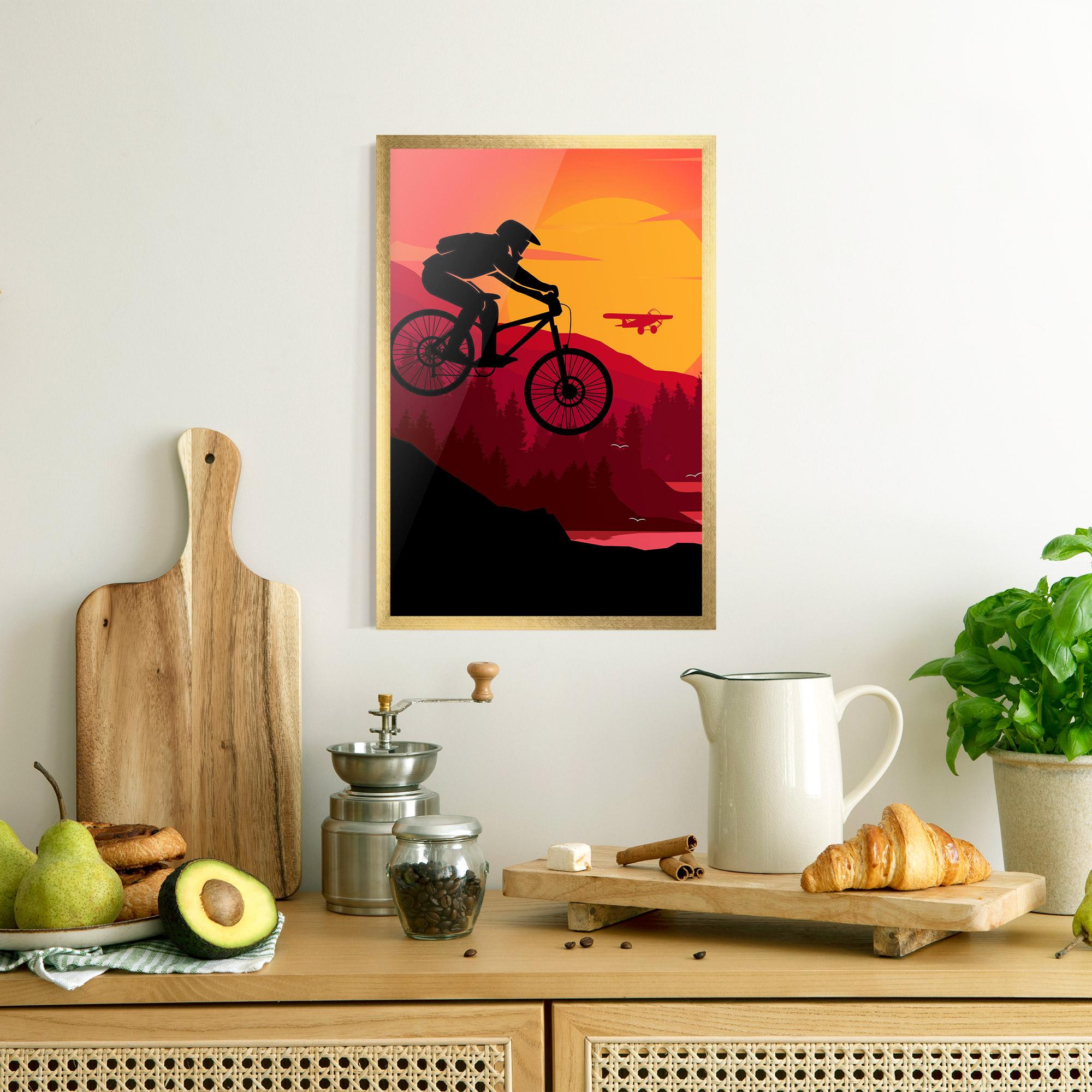 Plakat w Ramie Mountain Bike Sunset mockup 8