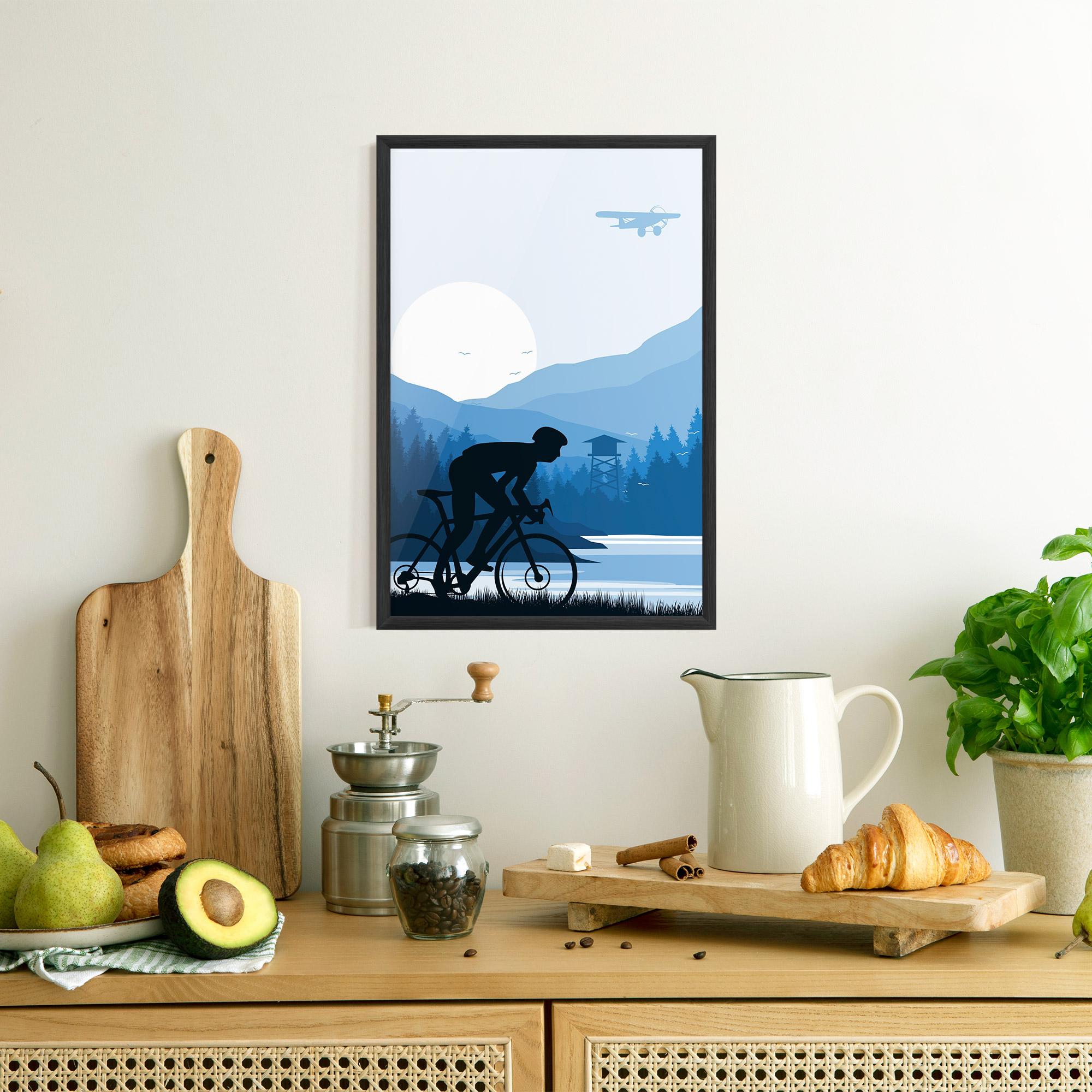 Plakat w Ramie Blue Light Bike mockup 8