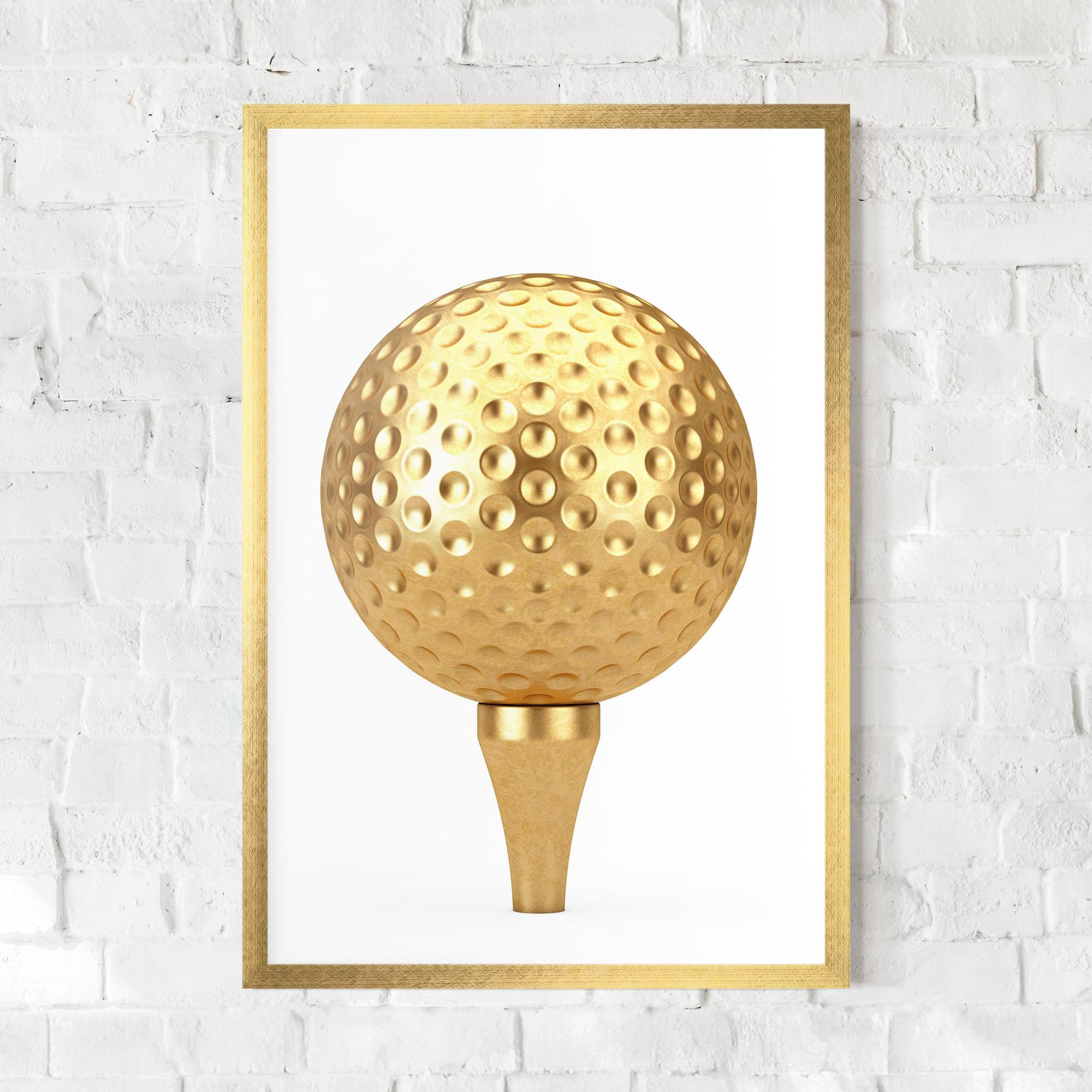 Plakat w Ramie Golden Golf Ball mockup 0