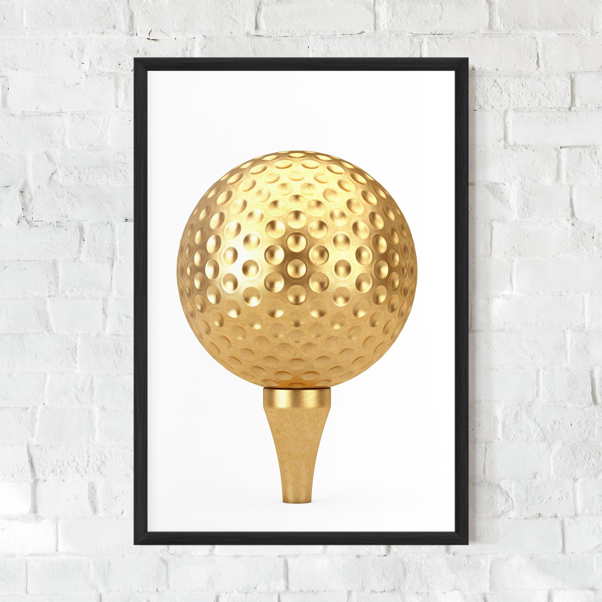 Plakat w Ramie Golden Golf Ball mockup 0