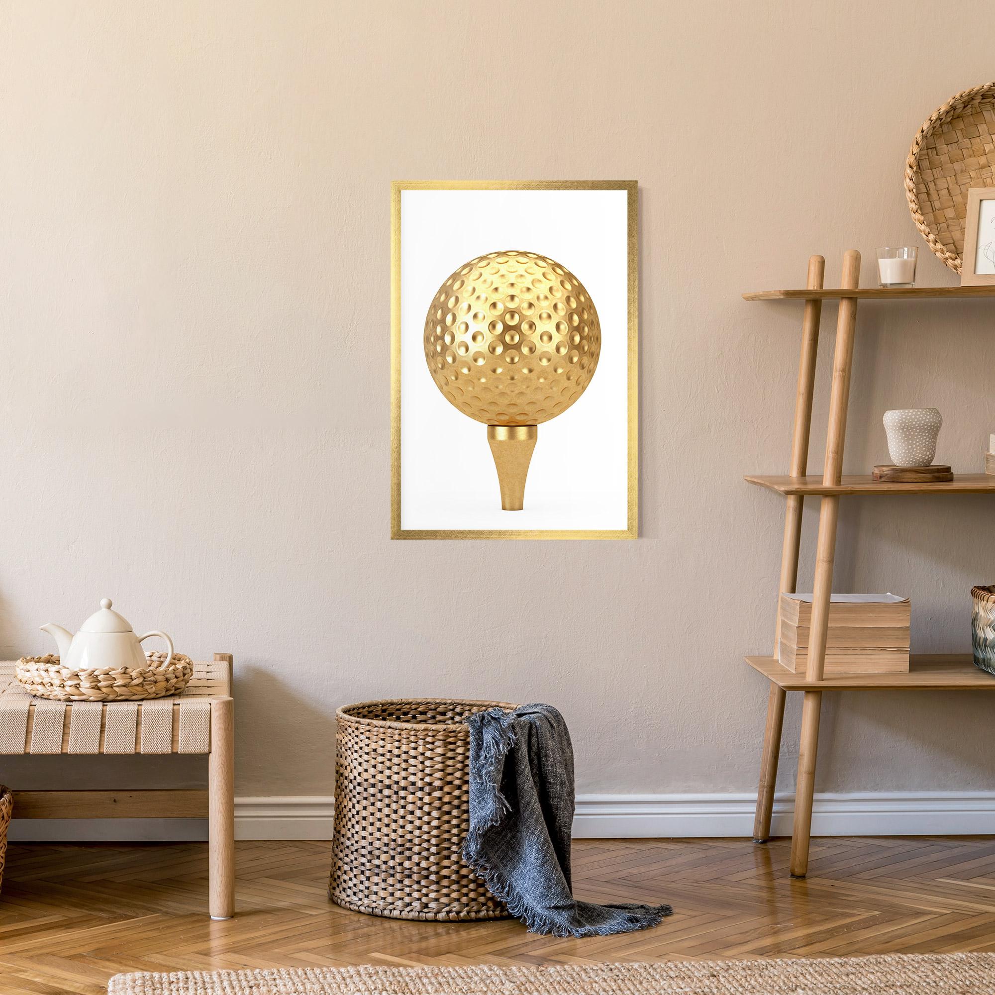Plakat w Ramie Golden Golf Ball mockup 9