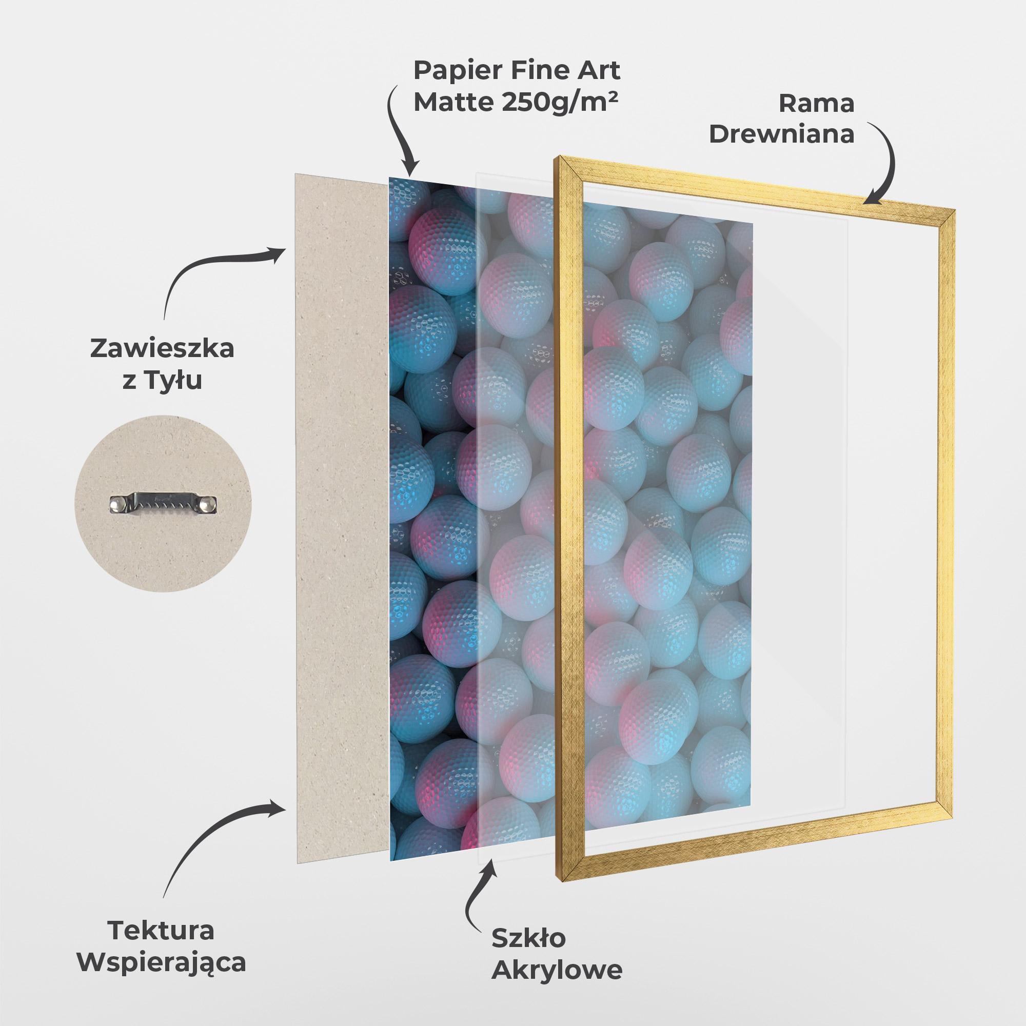 Plakat w Ramie Blue Light Golf Ball mockup 1