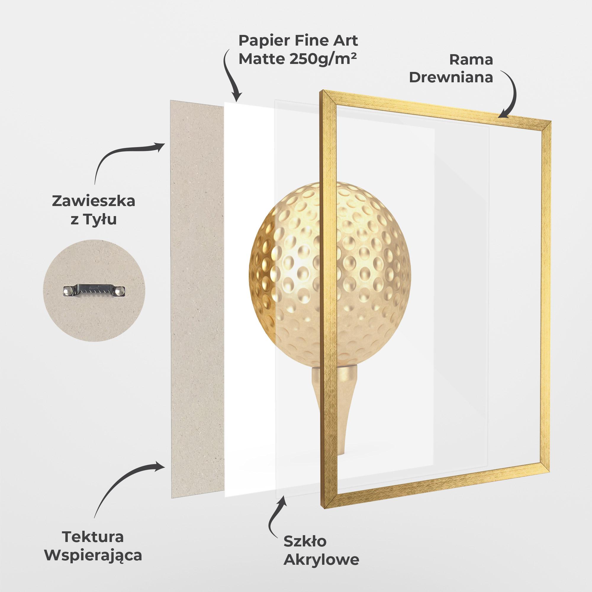 Plakat w Ramie Golden Golf Ball mockup 1