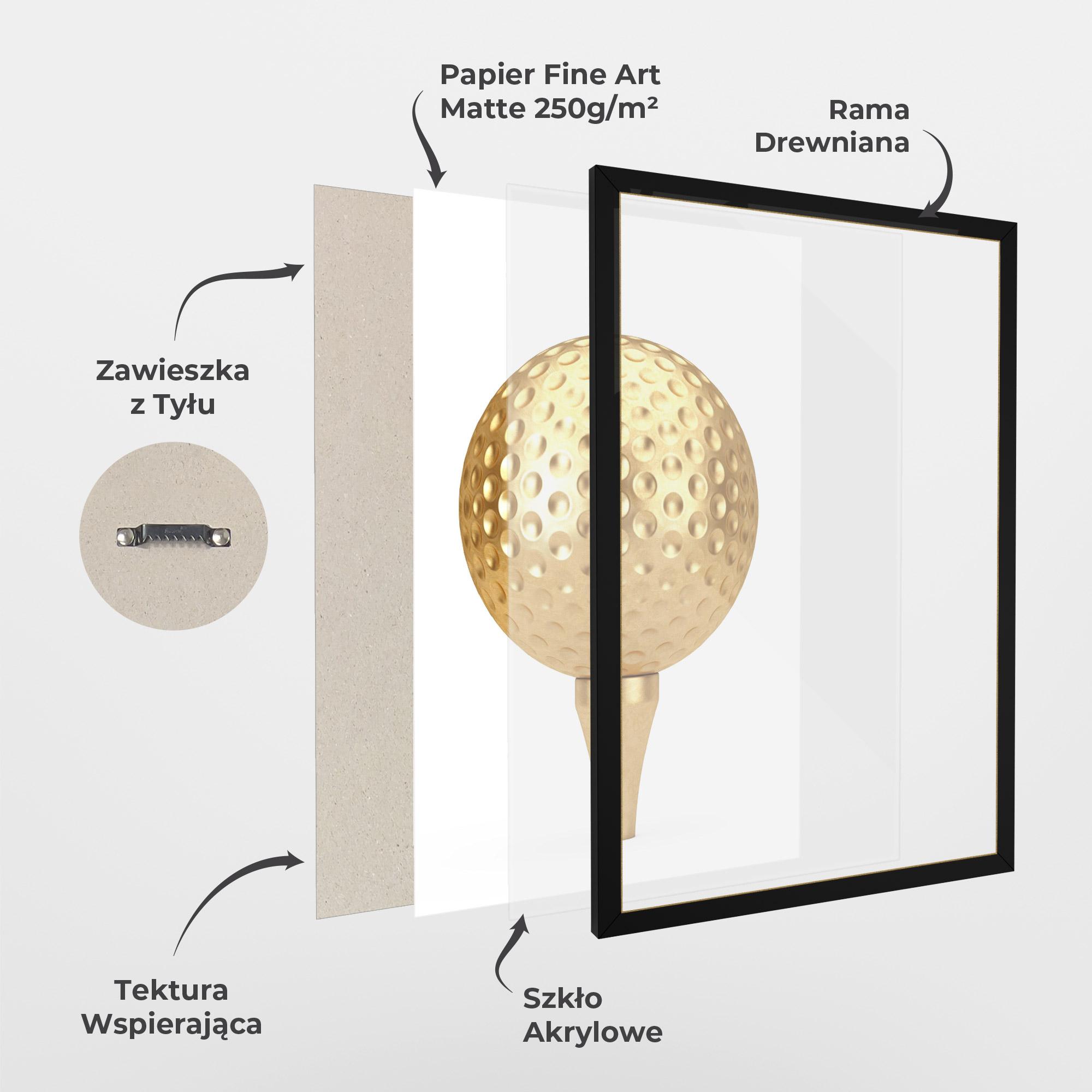 Plakat w Ramie Golden Golf Ball mockup 1