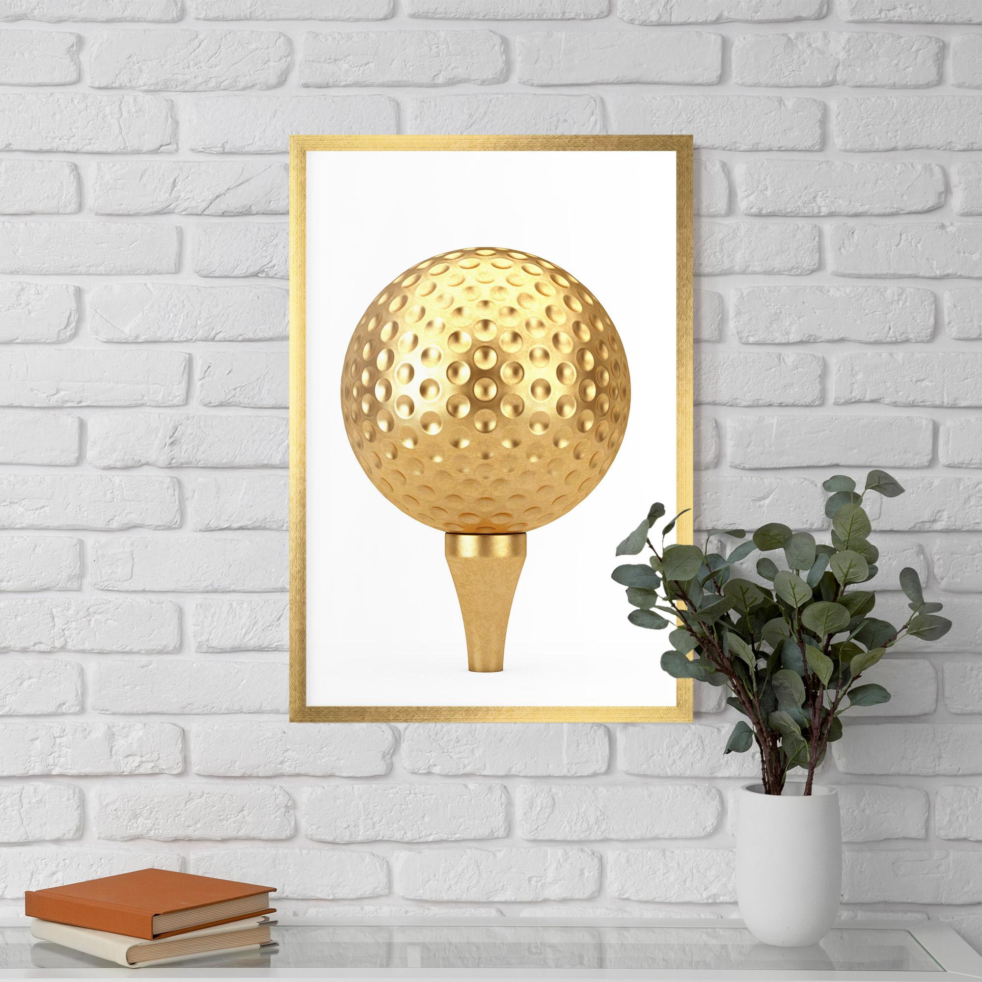 Plakat w Ramie Golden Golf Ball mockup 5