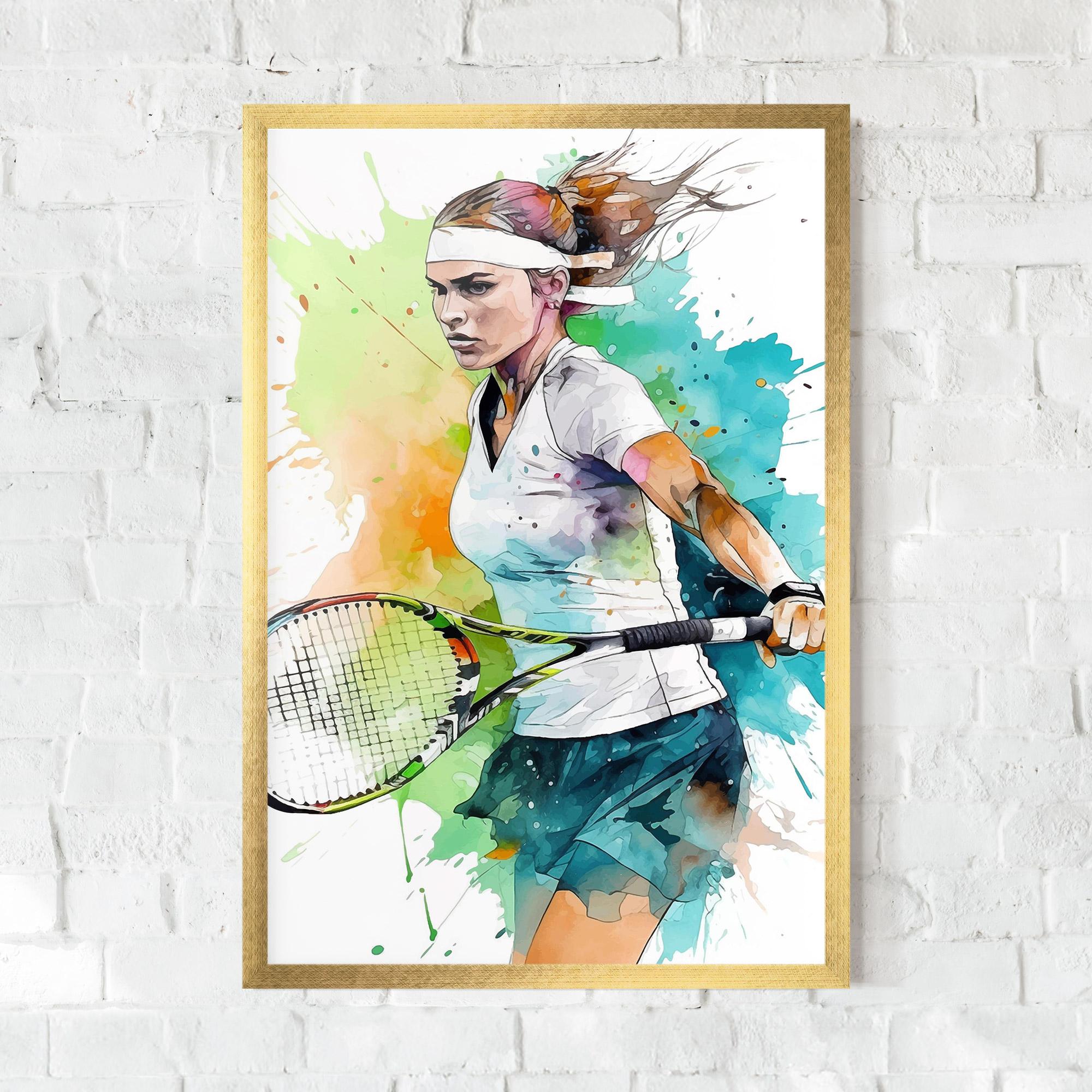 Plakat w Ramie Green Blue Tennis mockup 0